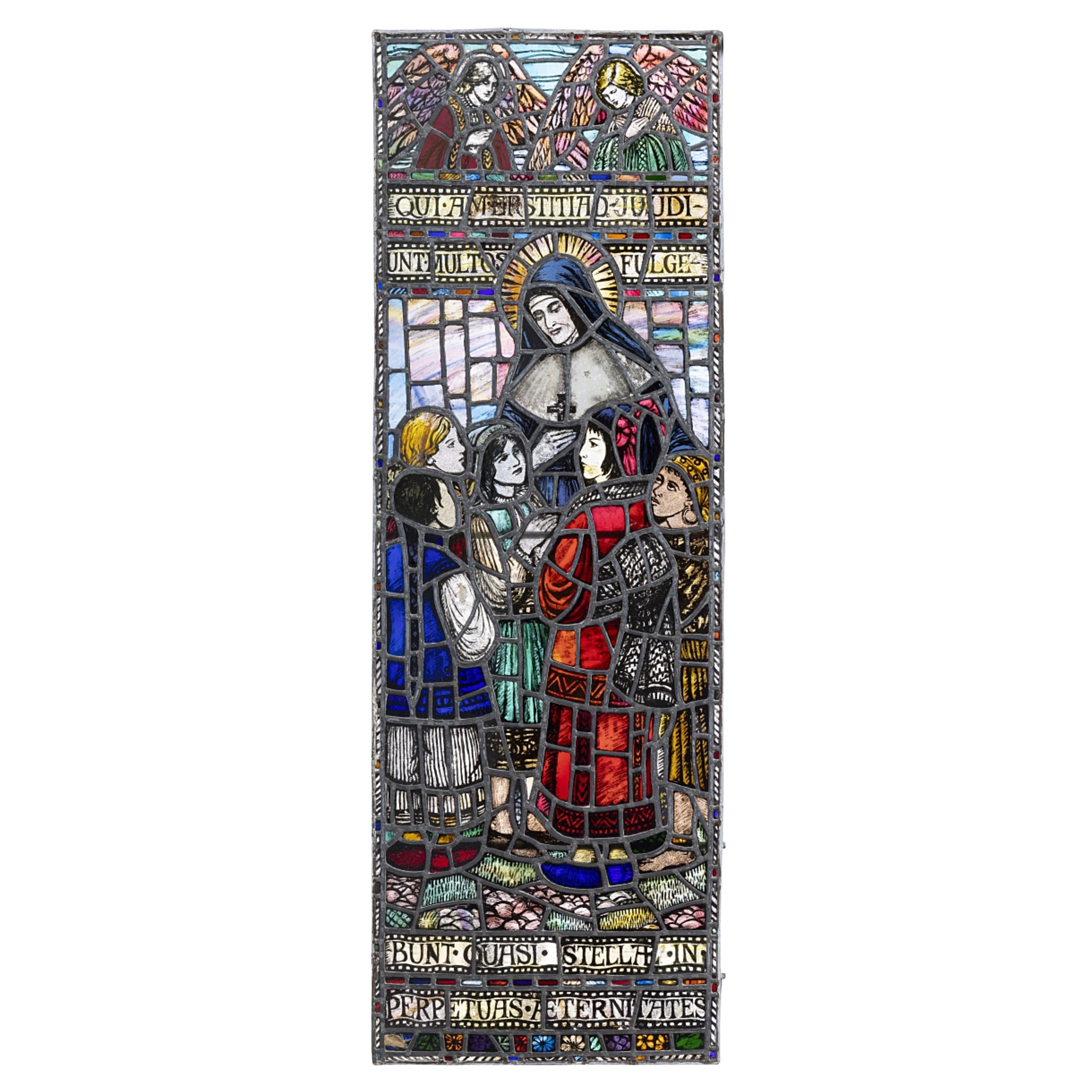 Precioso Stained glass VENERABLE ANNE-MARIE RIVIER  Siglo XIX francés