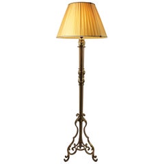 Beautiful Standing Lamp in Wrought Iron with Gold Gilded Accents