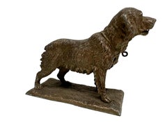 Magnifique statue de caniche de chasse debout vintage, Autriche, années 1920