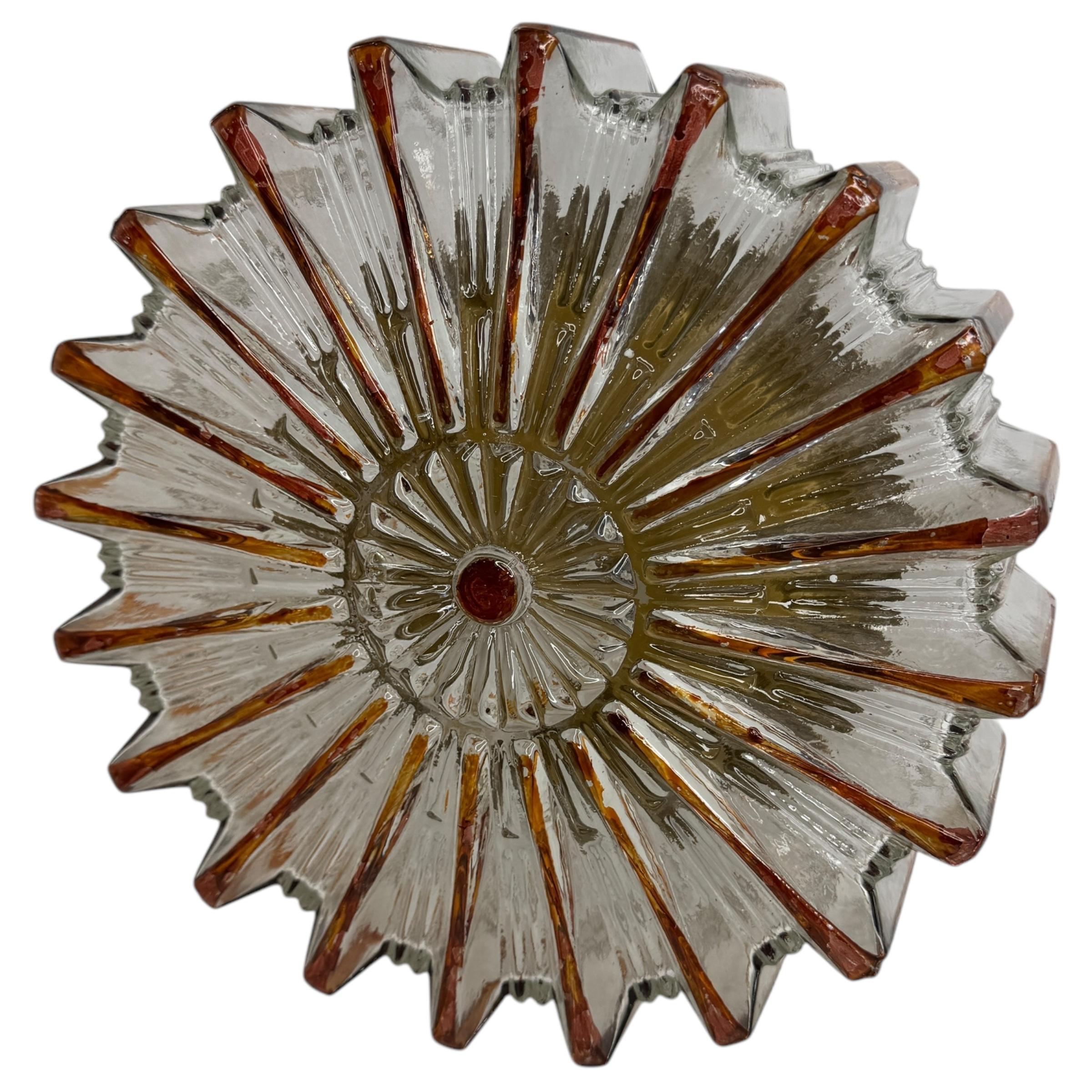 Mid-Century Modern Beautiful Starburst Pattern Limburg Circular Flush Mount Ceiling Light, 1970s