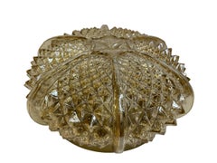Beautiful Starburst Smoked Amber Glass Flush Mount, Vintage, 1960s