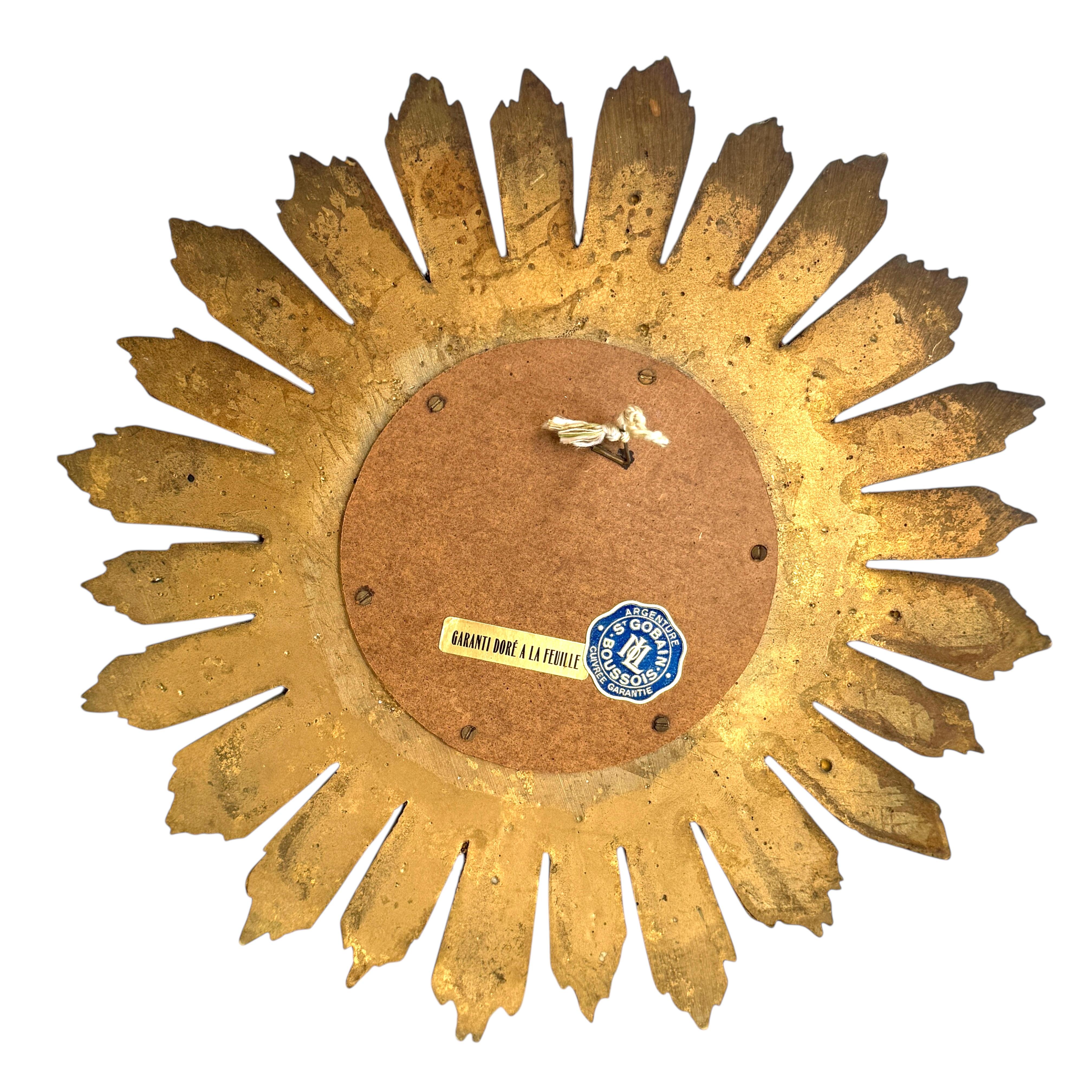 Beautiful Starburst Sunburst Gilded Resin Convex Mirror Belgium, circa 1960s For Sale 3