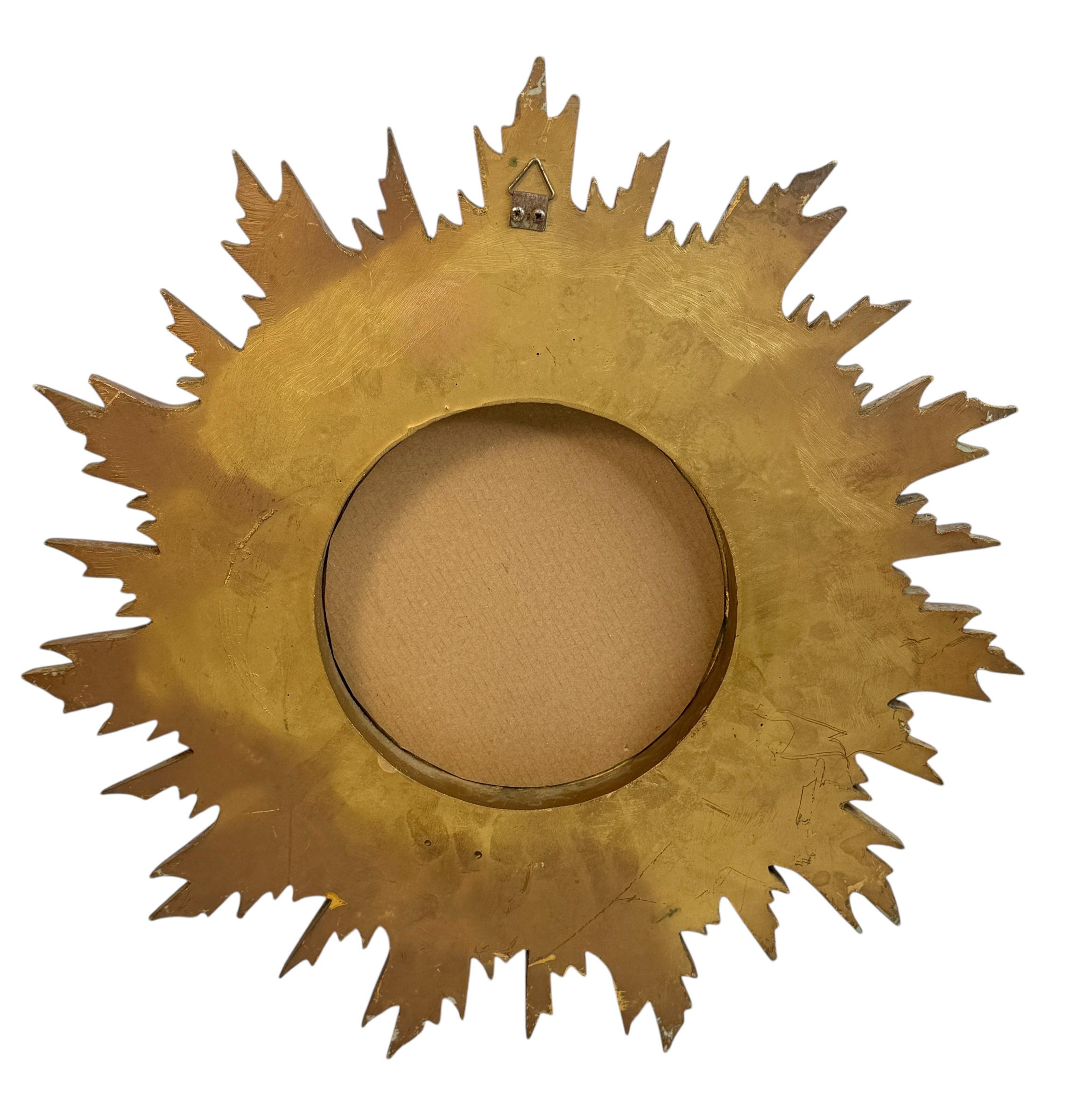 Beautiful Starburst Sunburst Gilded Resin Convex Mirror Belgium, circa 1970s For Sale 6