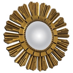 Beautiful Starburst Sunburst Gilded Resin Convex Mirror France, circa 1970s