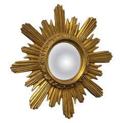Beautiful Starburst Sunburst Gilded Resin Convex Mirror Italy circa 1960s