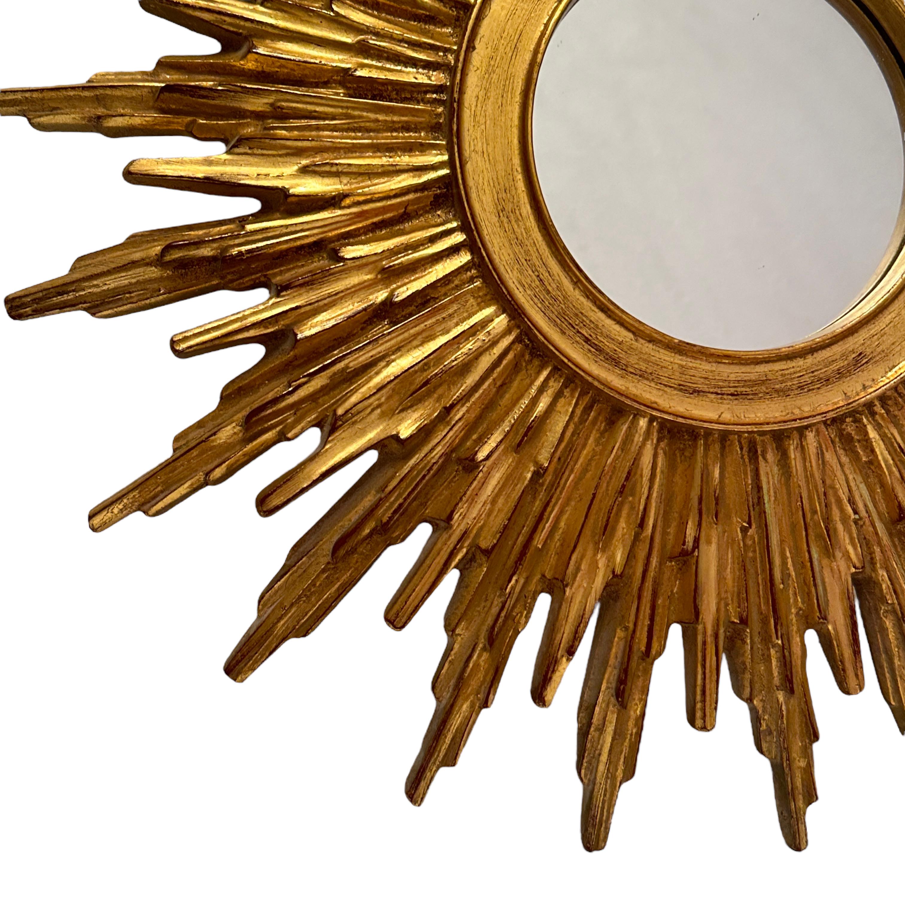 Beautiful Starburst Sunburst Gilded Resin Mirror Belgium, circa 1960s 1
