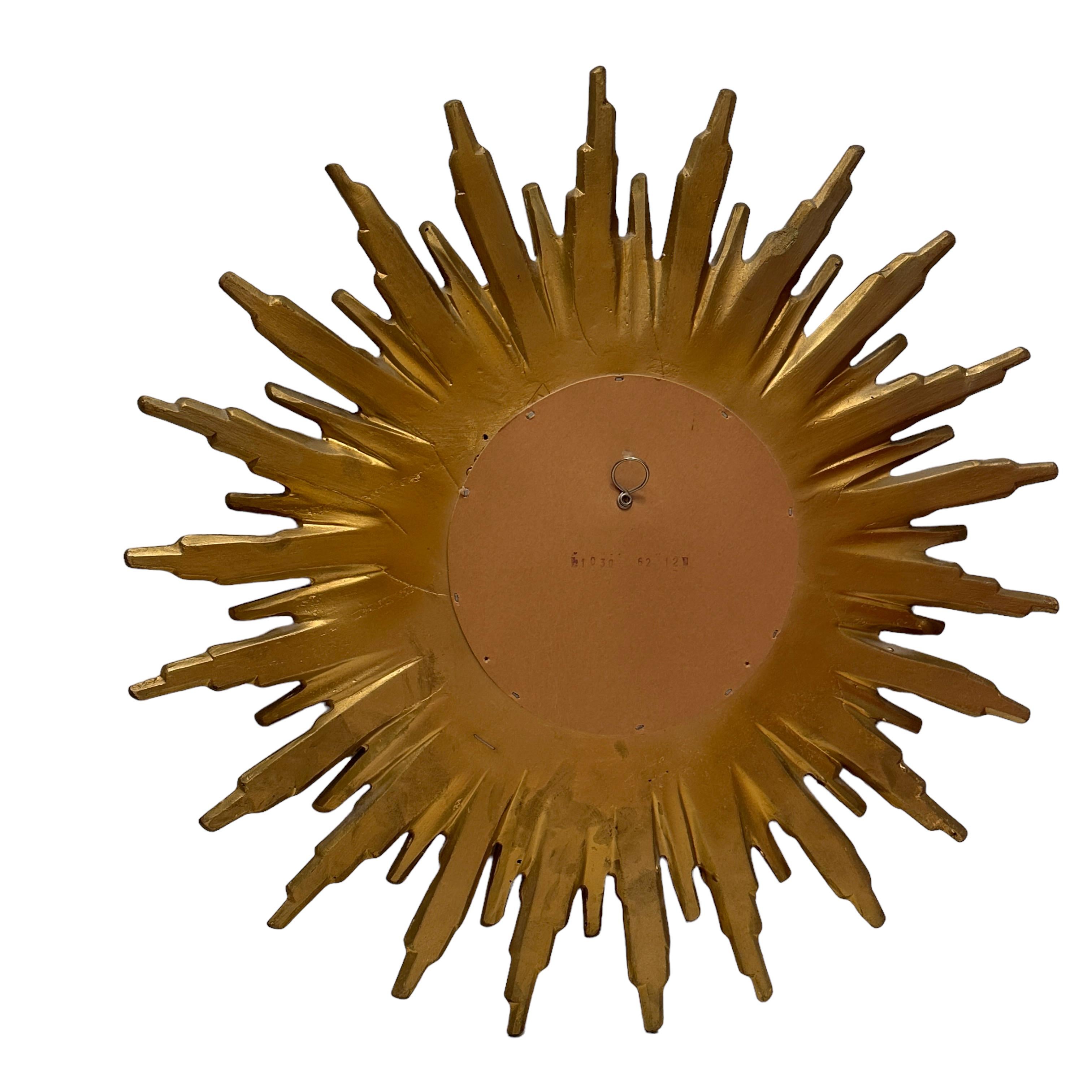 Beautiful Starburst Sunburst Gilded Resin Mirror Belgium, circa 1960s 2