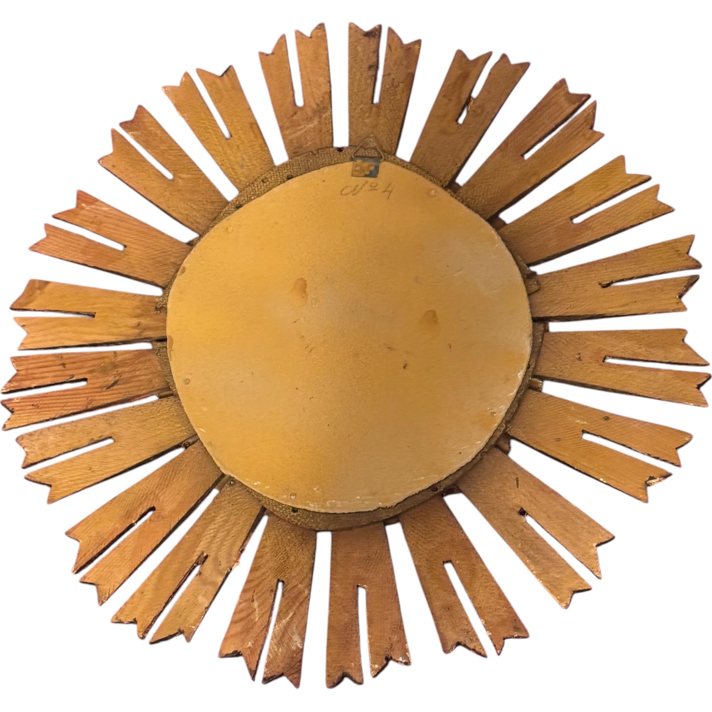 Schöner Starburst Sunburst Vergoldeter Holzspiegel, Deutschland ca. 1930er Jahre im Angebot 4