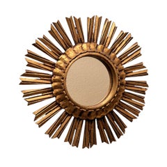 Beautiful Starburst Sunburst Gilded Wood Mirror, Germany circa 1930s