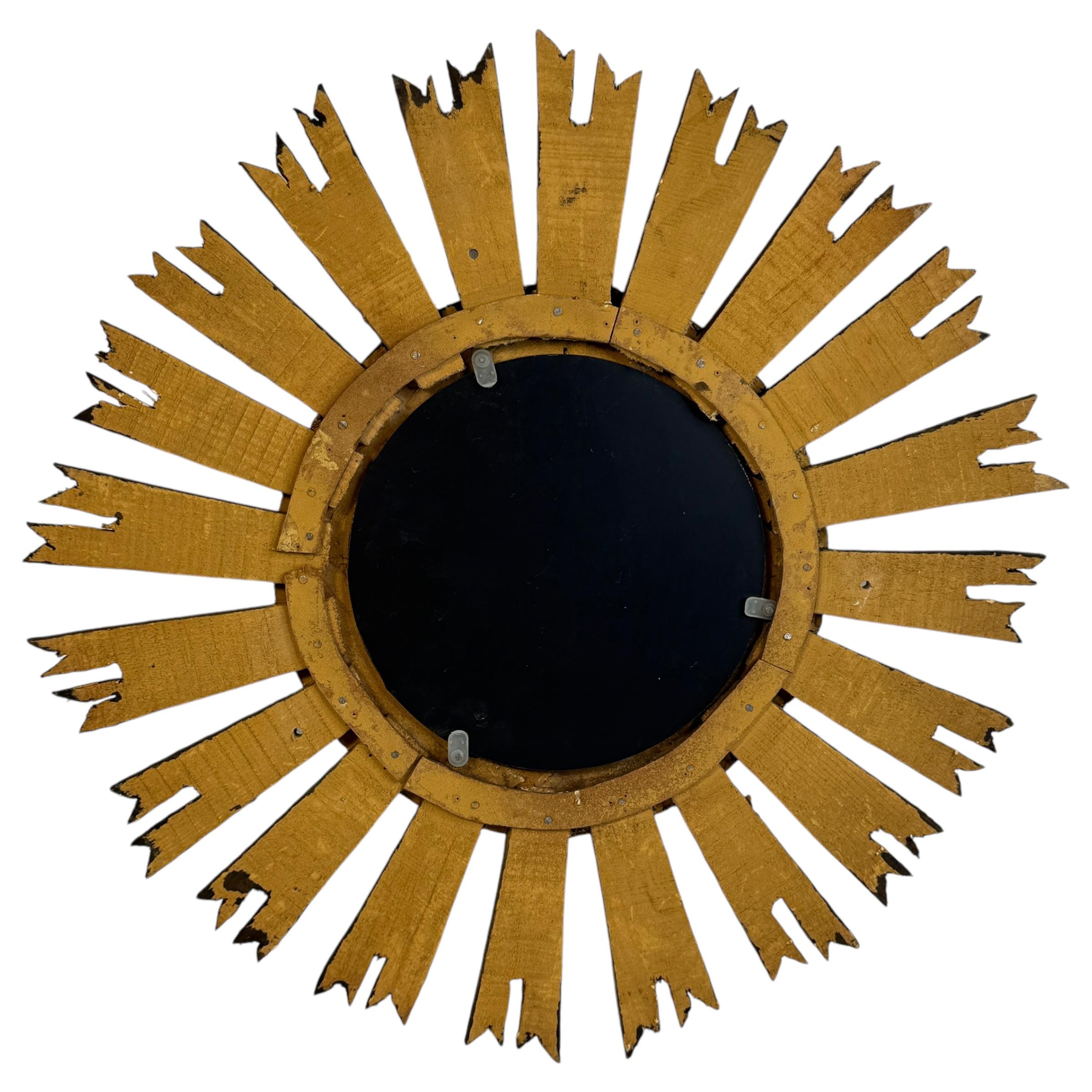 Schöner Starburst Sunburst Vergoldeter Holzspiegel, Deutschland ca. 1950er Jahre im Angebot 6