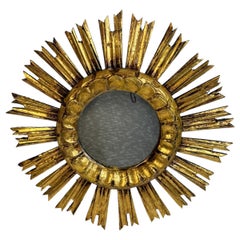 Beautiful Starburst Sunburst Gilded Wood Mirror, Germany circa 1950s