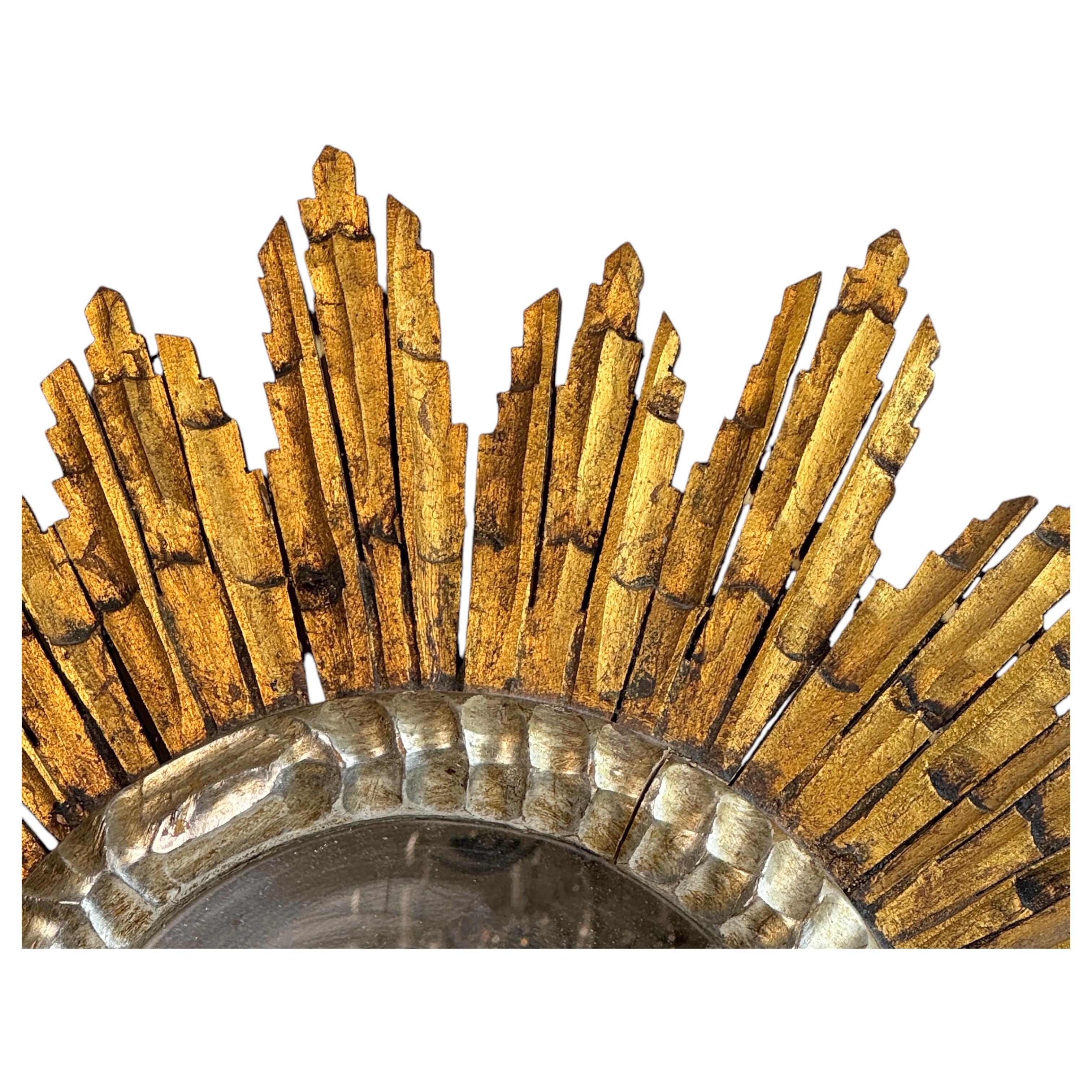Schöne Starburst Sunburst vergoldetes Holz Spiegel Italien, circa 1950er Jahre im Angebot 3