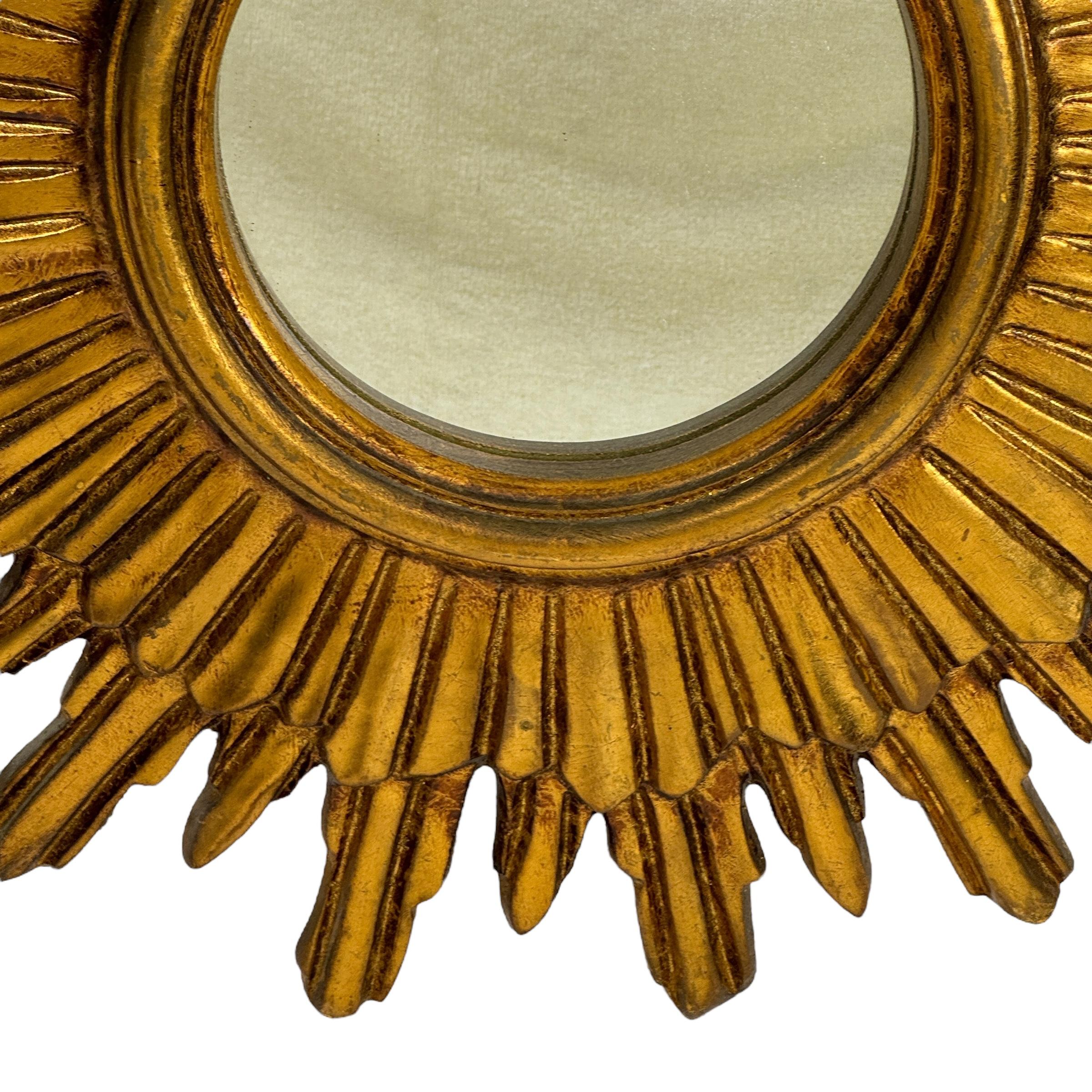 Schöne Starburst Sunburst vergoldetes Holz Spiegel Italien, circa 1950er Jahre 5