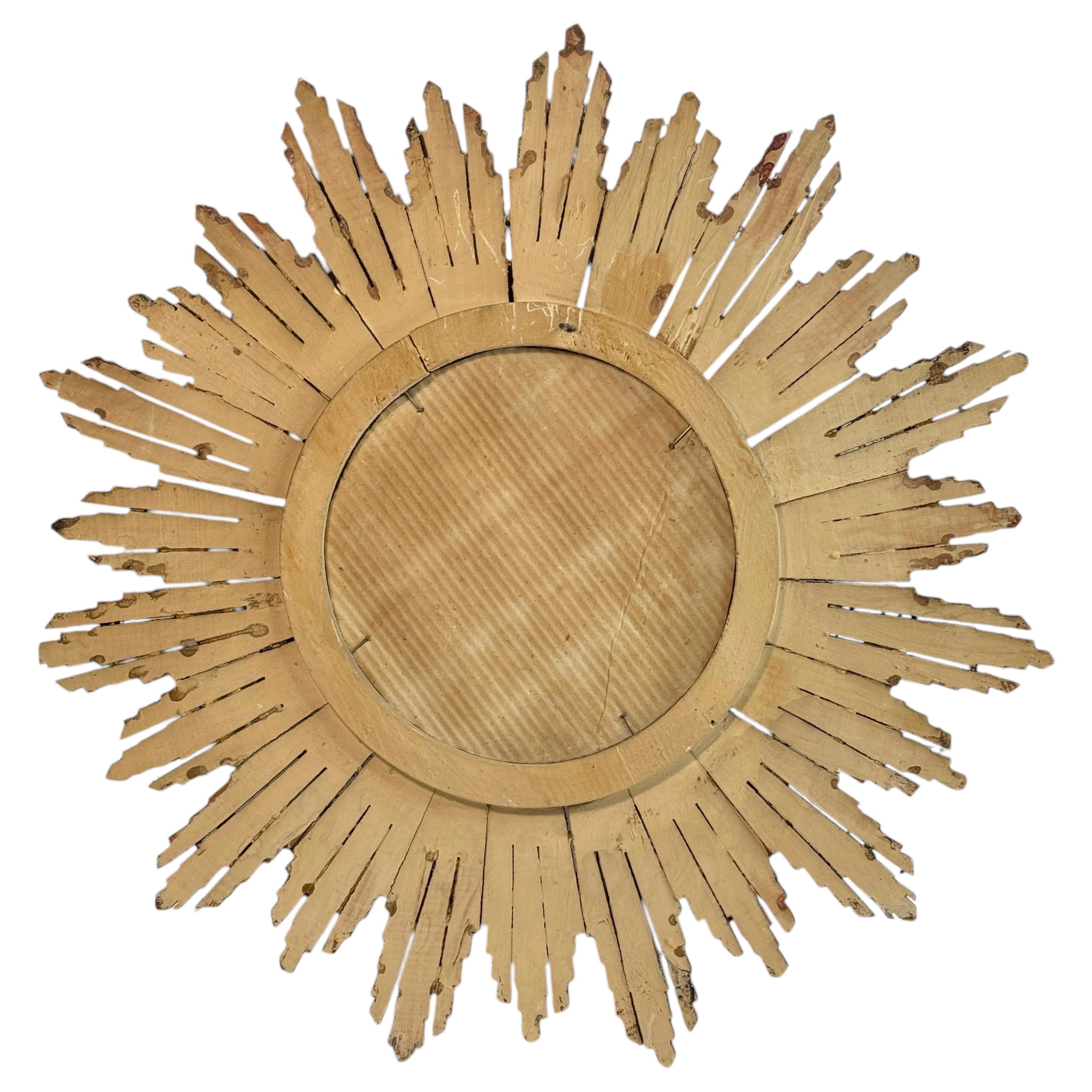 Schöne Starburst Sunburst vergoldetes Holz Spiegel Italien, circa 1950er Jahre im Angebot 8