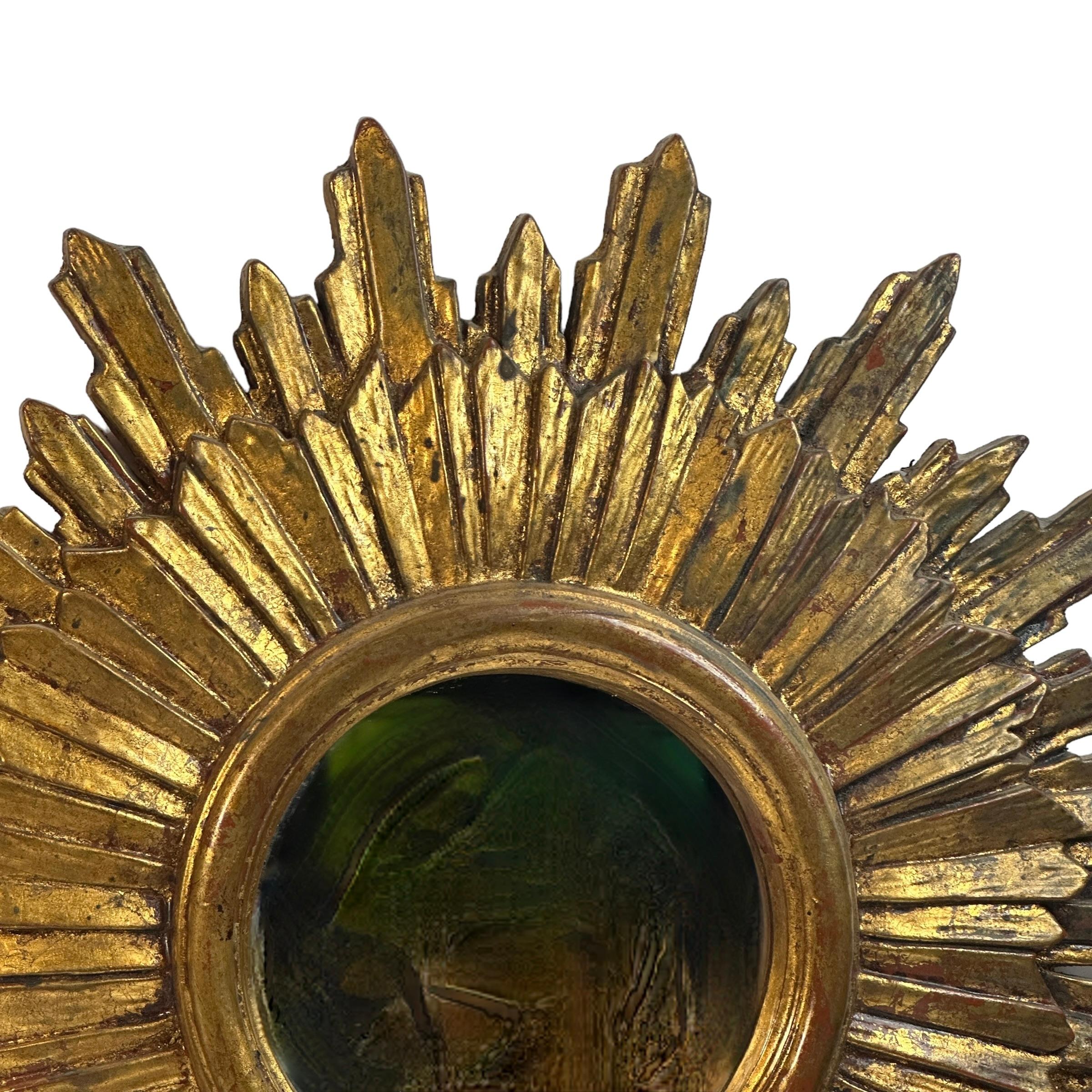 Beautiful Starburst Sunburst Gilded Wood Mirror Italy, circa 1950s 1