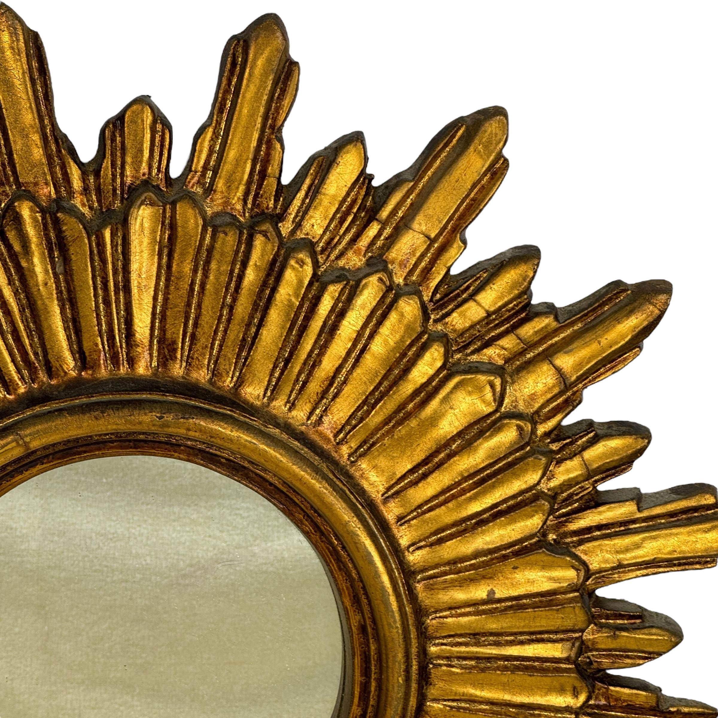 Schöne Starburst Sunburst vergoldetes Holz Spiegel Italien, circa 1950er Jahre 2