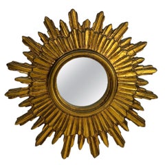 Precioso Espejo de Madera Dorada con Estrellas Italia, circa años 1950