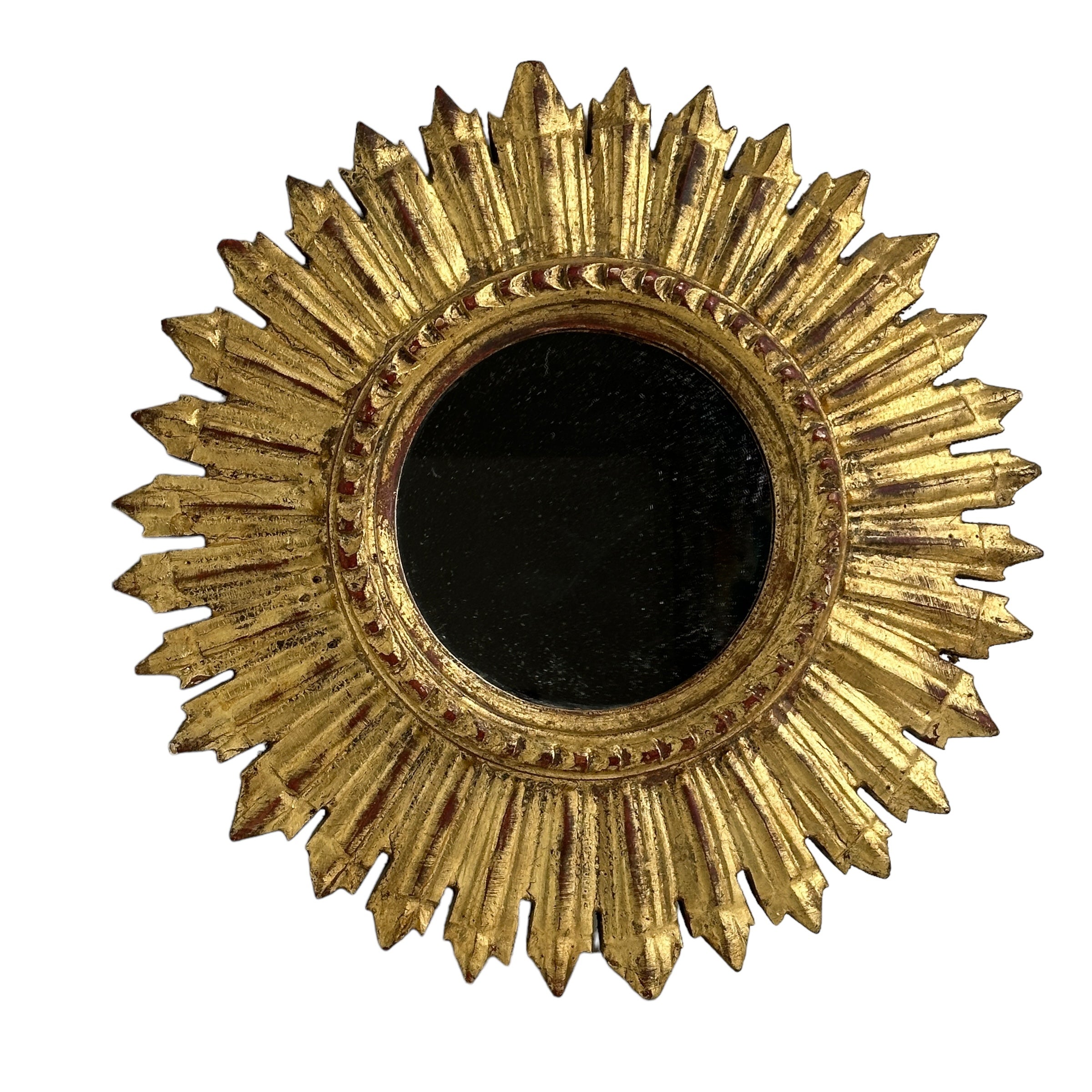 Schöne Starburst Sunburst vergoldetes Holz Spiegel Italien, circa 1960er Jahre