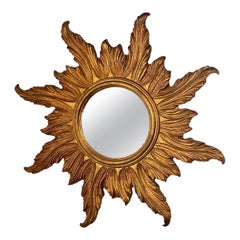 Beautiful Starburst Sunburst Mirror Gilded Composition & Wood, Austria, 1960s