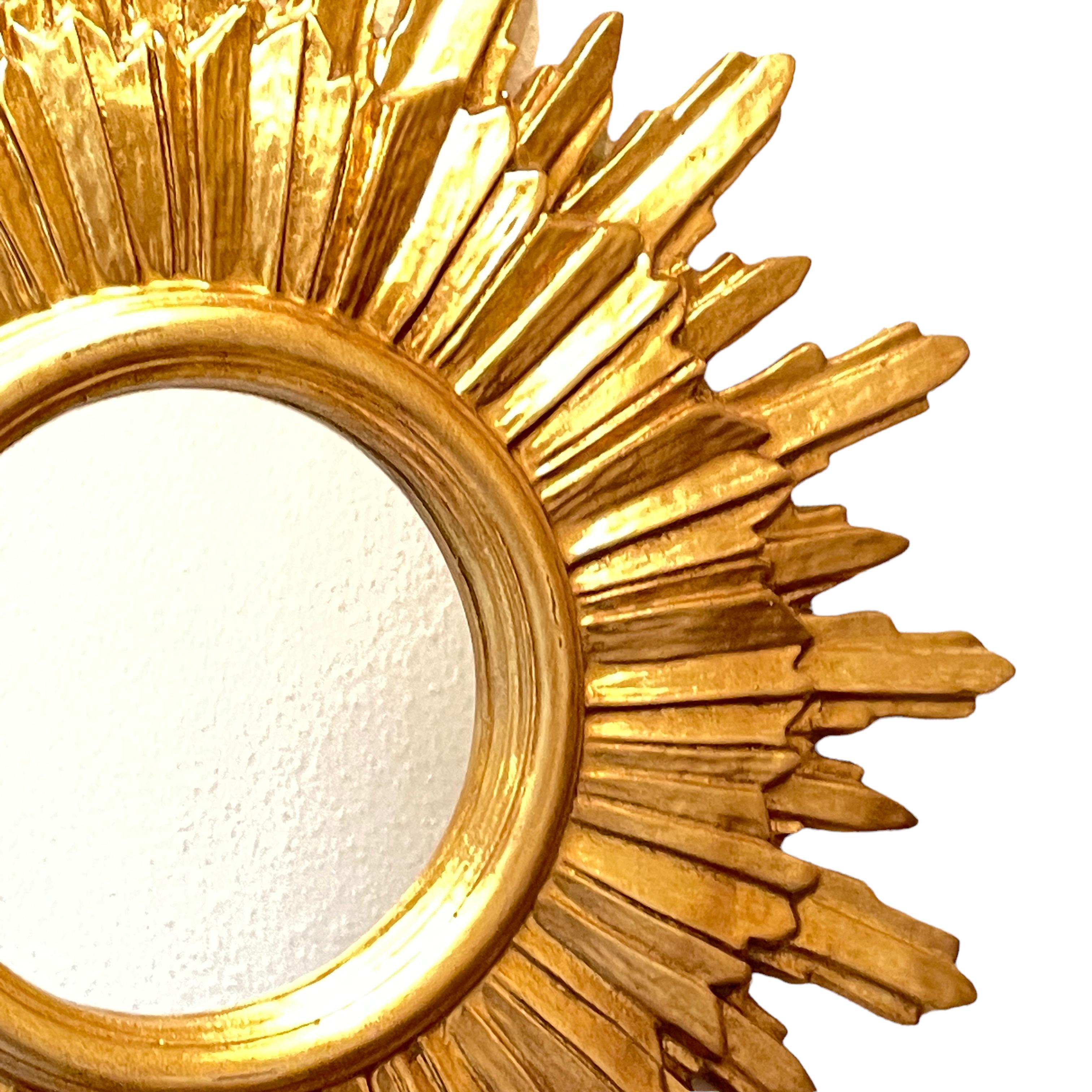 Gilt Beautiful Starburst Sunburst Mirror Gilded Composition & Wood, Germany, 1960s