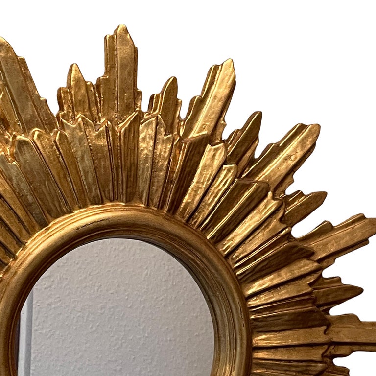 Beautiful Starburst Sunburst Mirror Gilded Composition & Wood, Germany, 1960s In Good Condition For Sale In Nuernberg, DE
