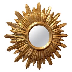 Beautiful Starburst Sunburst Mirror Gilded Composition & Wood, Germany, 1960s