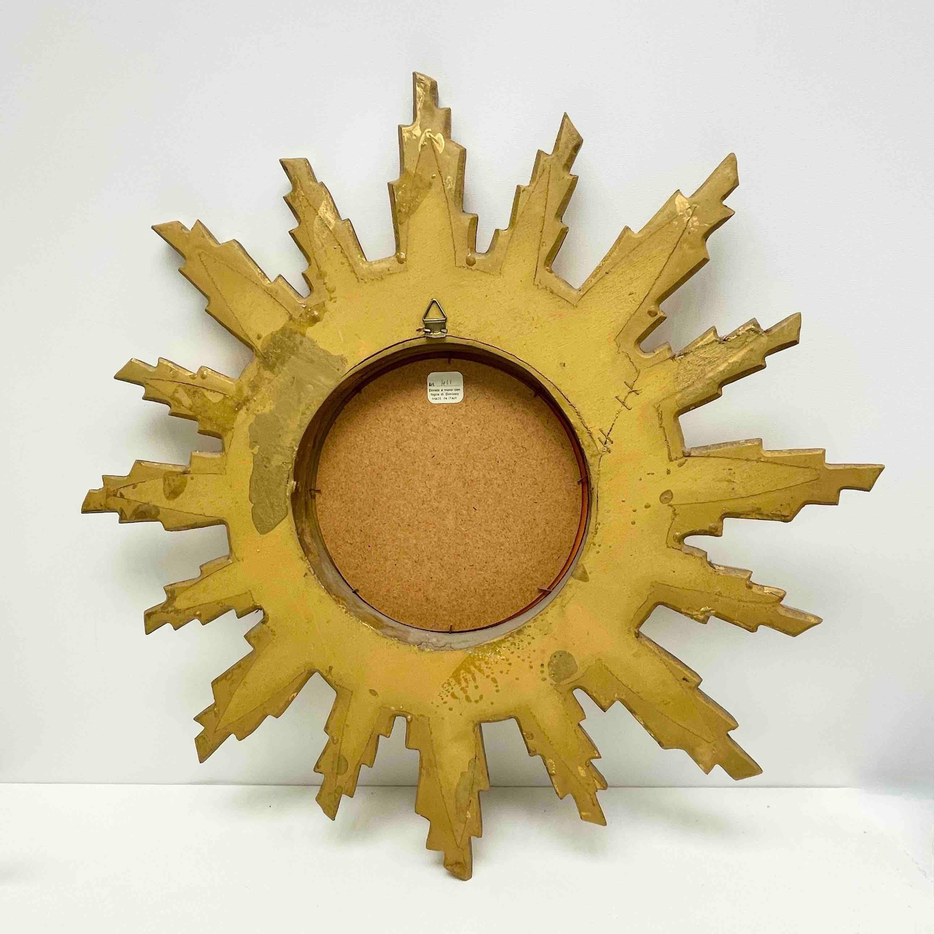Beautiful Starburst Sunburst Mirror Gilded Composition & Wood, Italy, 1960s 2