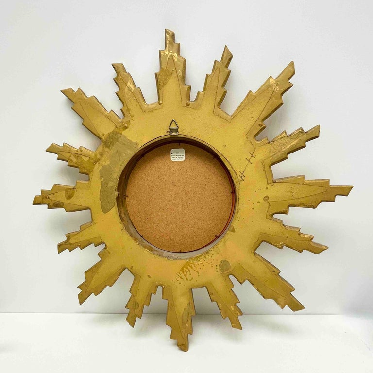 Beautiful Starburst Sunburst Mirror Gilded Composition & Wood, Italy, 1960s For Sale 3