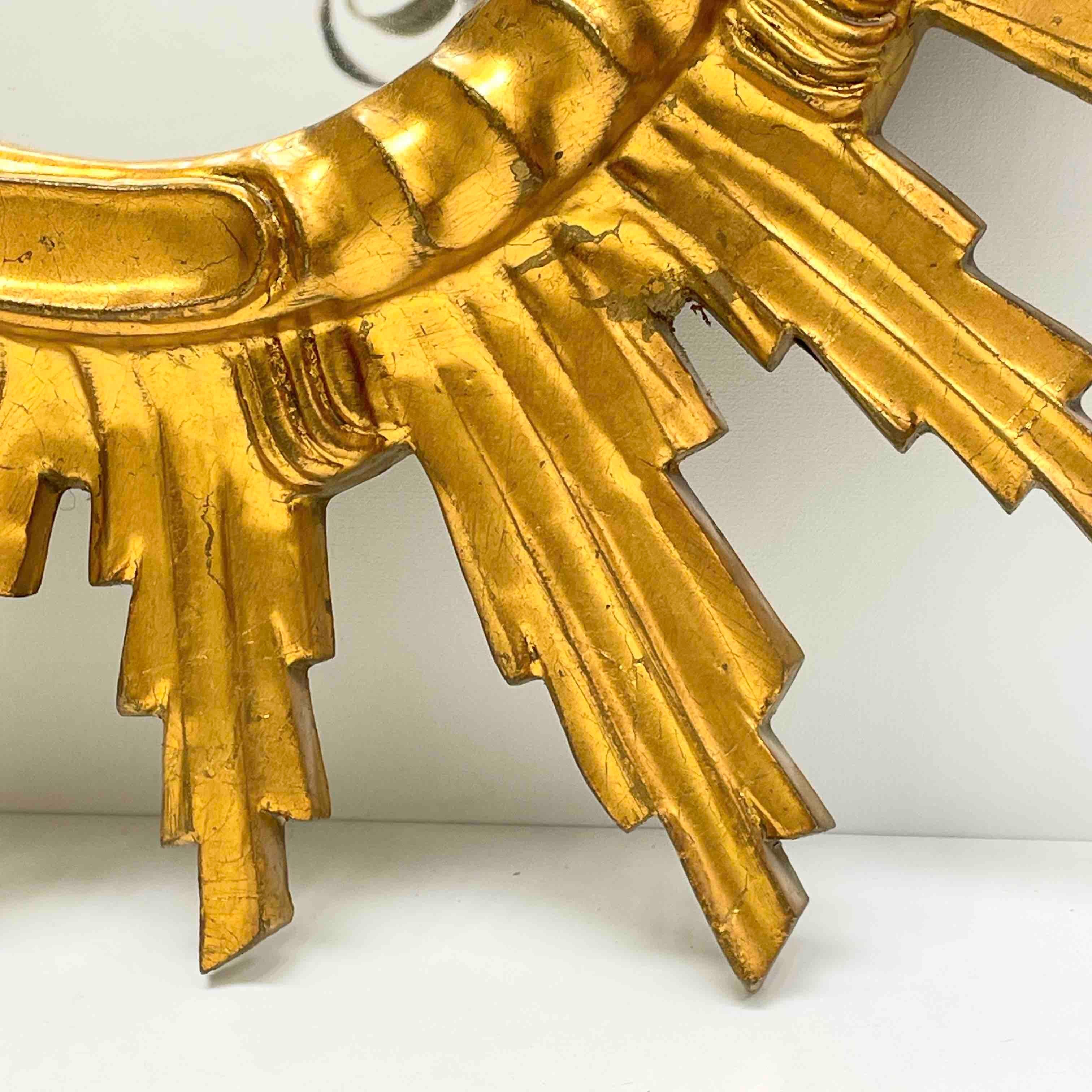 Hollywood Regency Beautiful Starburst Sunburst Mirror Gilded Composition & Wood, Italy, 1960s