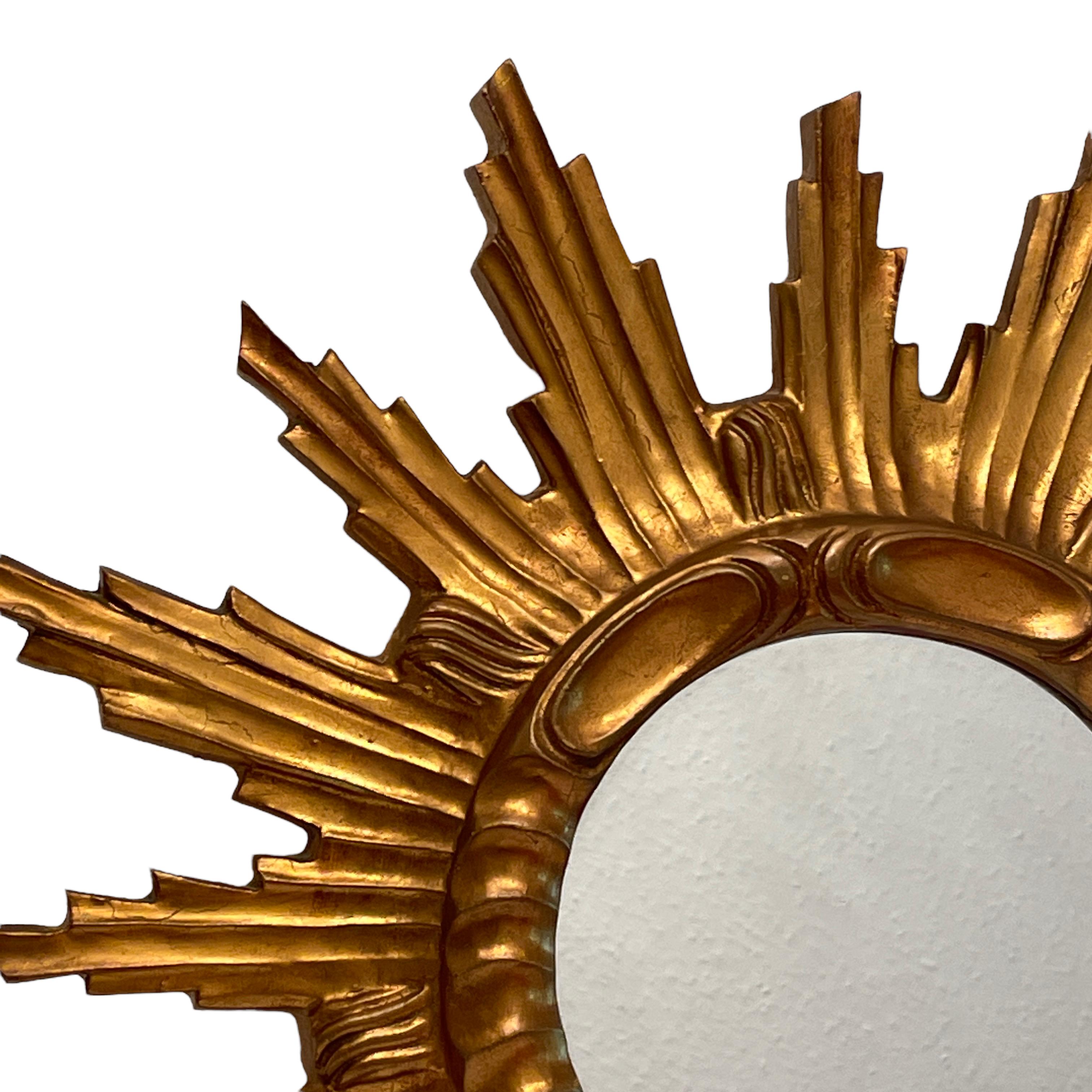 Beautiful Starburst Sunburst Mirror Gilded Composition & Wood, Italy, 1960s In Good Condition For Sale In Nuernberg, DE