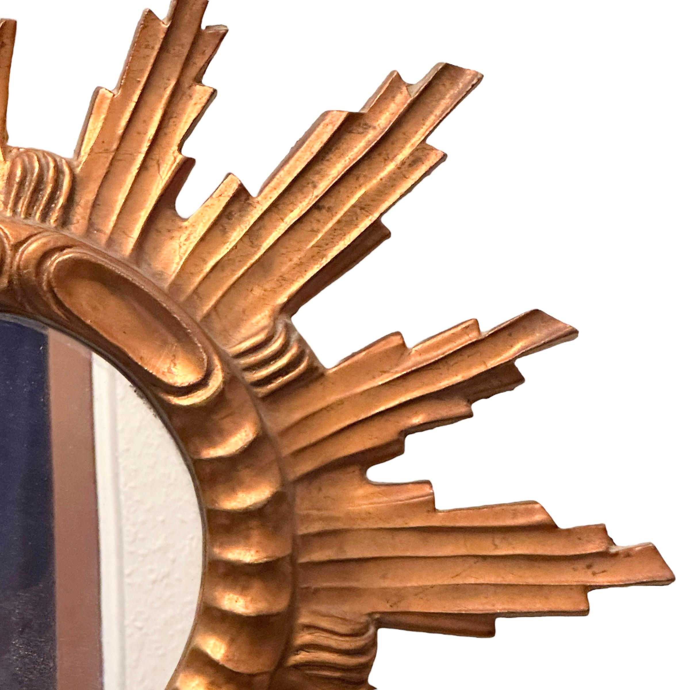 Schöner Starburst Sunburst-Spiegel Vergoldete Komposition & Holz, Italien, 1960er (Mitte des 20. Jahrhunderts) im Angebot