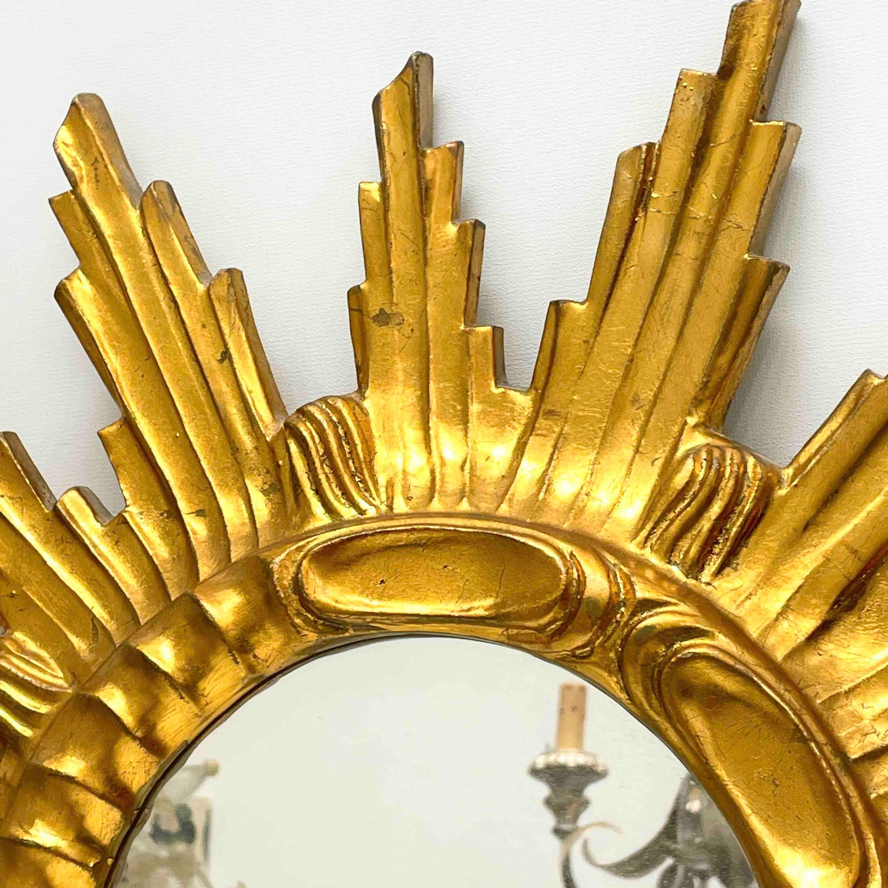 Beautiful Starburst Sunburst Mirror Gilded Composition & Wood, Italy, 1960s In Good Condition In Nuernberg, DE