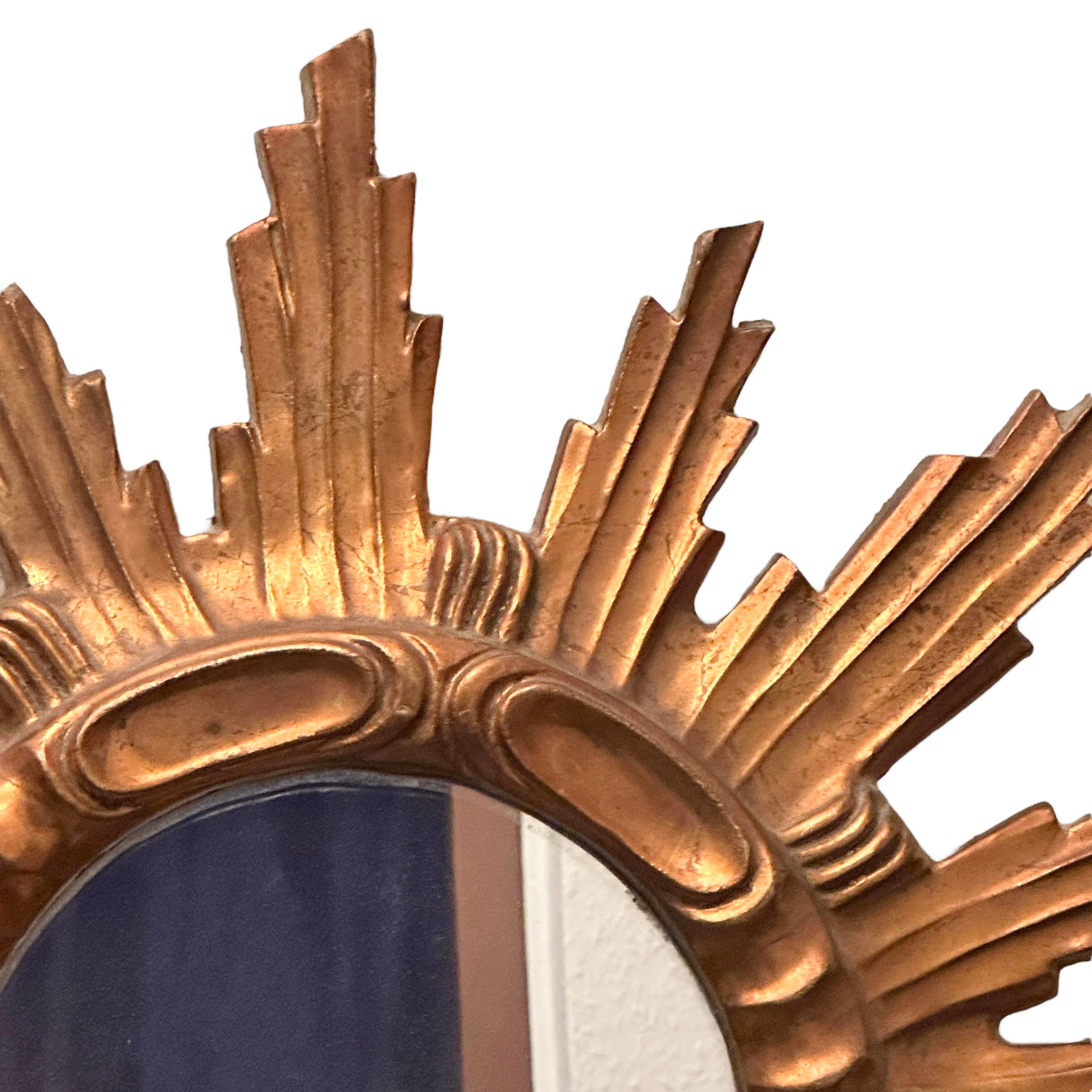 Schöner Starburst Sunburst-Spiegel Vergoldete Komposition & Holz, Italien, 1960er im Angebot 1