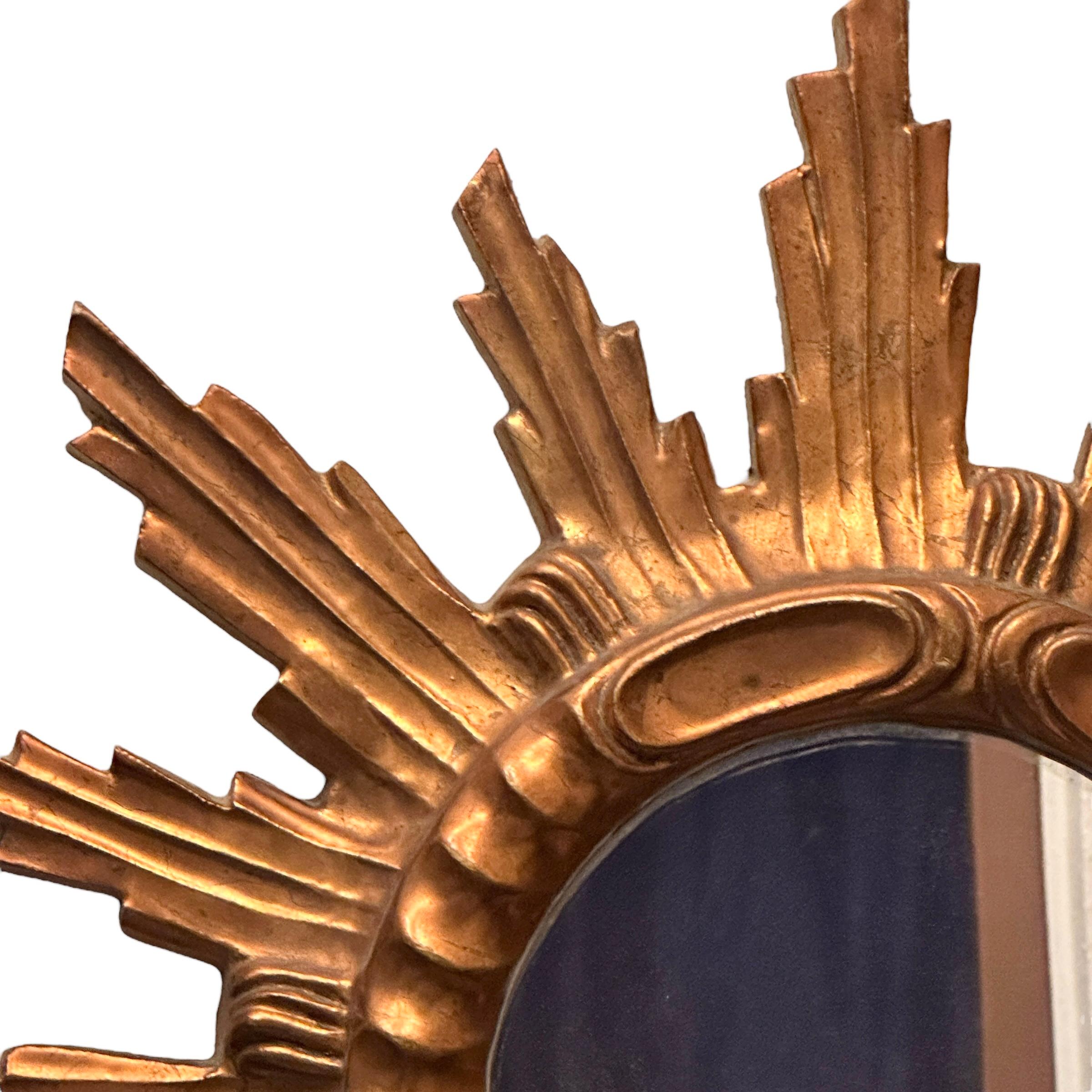 Schöner Starburst Sunburst-Spiegel Vergoldete Komposition & Holz, Italien, 1960er im Angebot 2