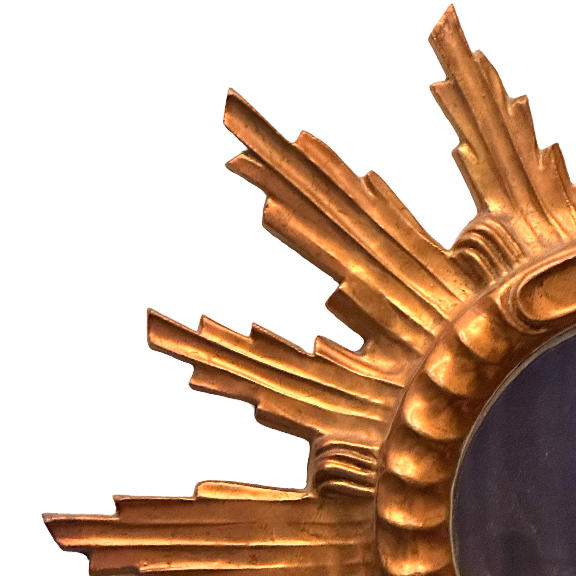 Schöner Starburst Sunburst-Spiegel Vergoldete Komposition & Holz, Italien, 1960er im Angebot 3