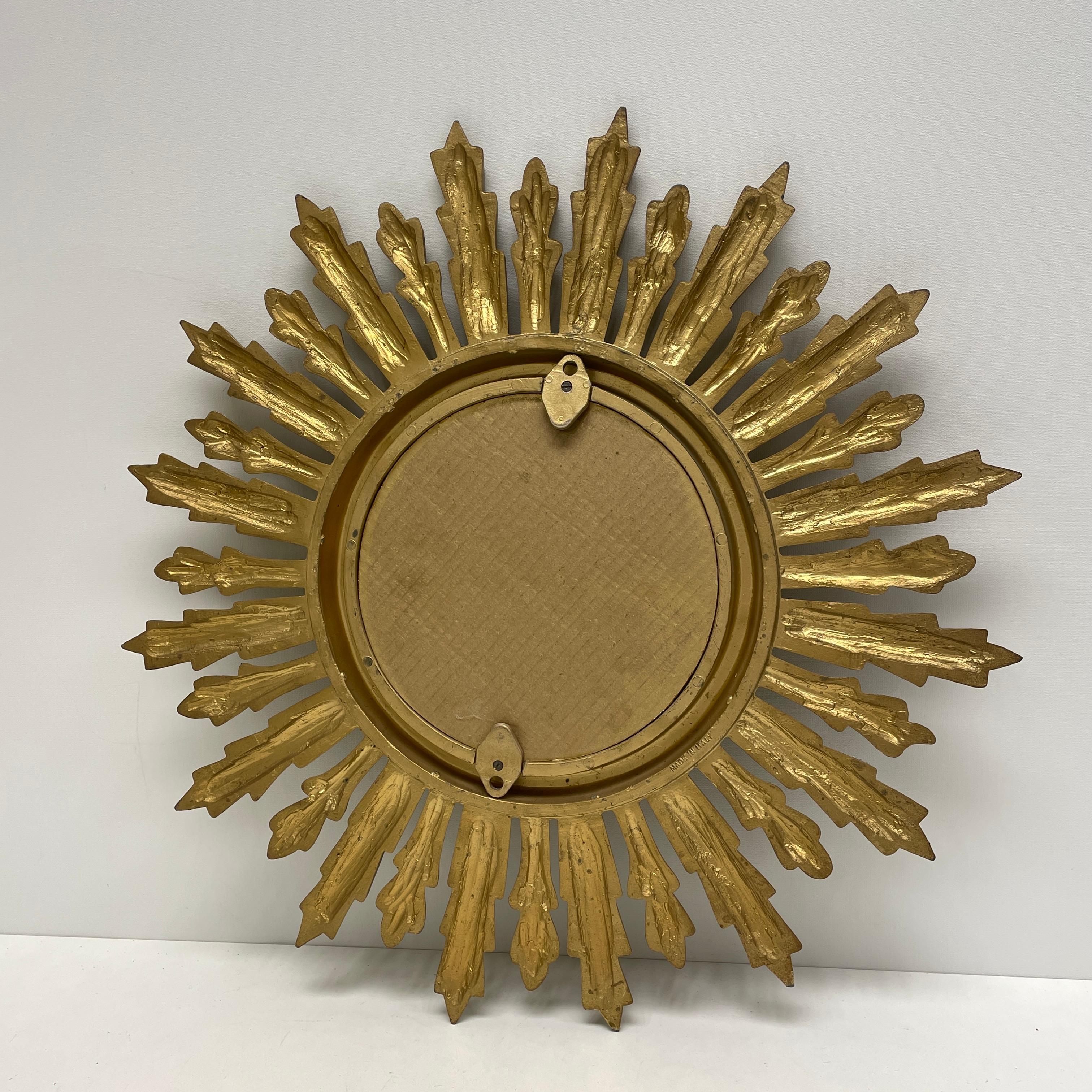 Beautiful Starburst Sunburst Mirror Gilded Plastic, Made in Italy, circa 1960s 5