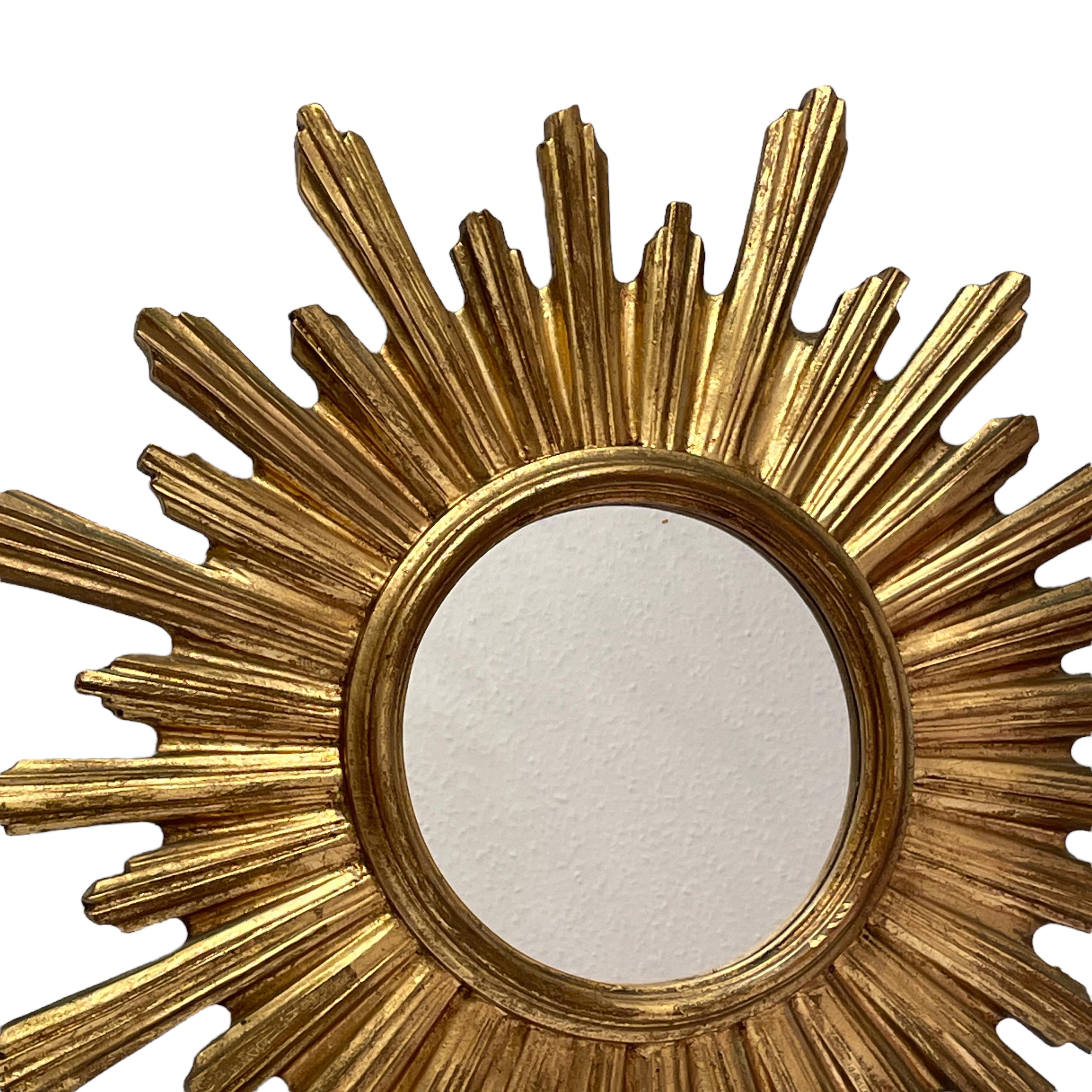 Gilt Beautiful Starburst Sunburst Mirror Gilded Resin, Belgium, circa 1960s
