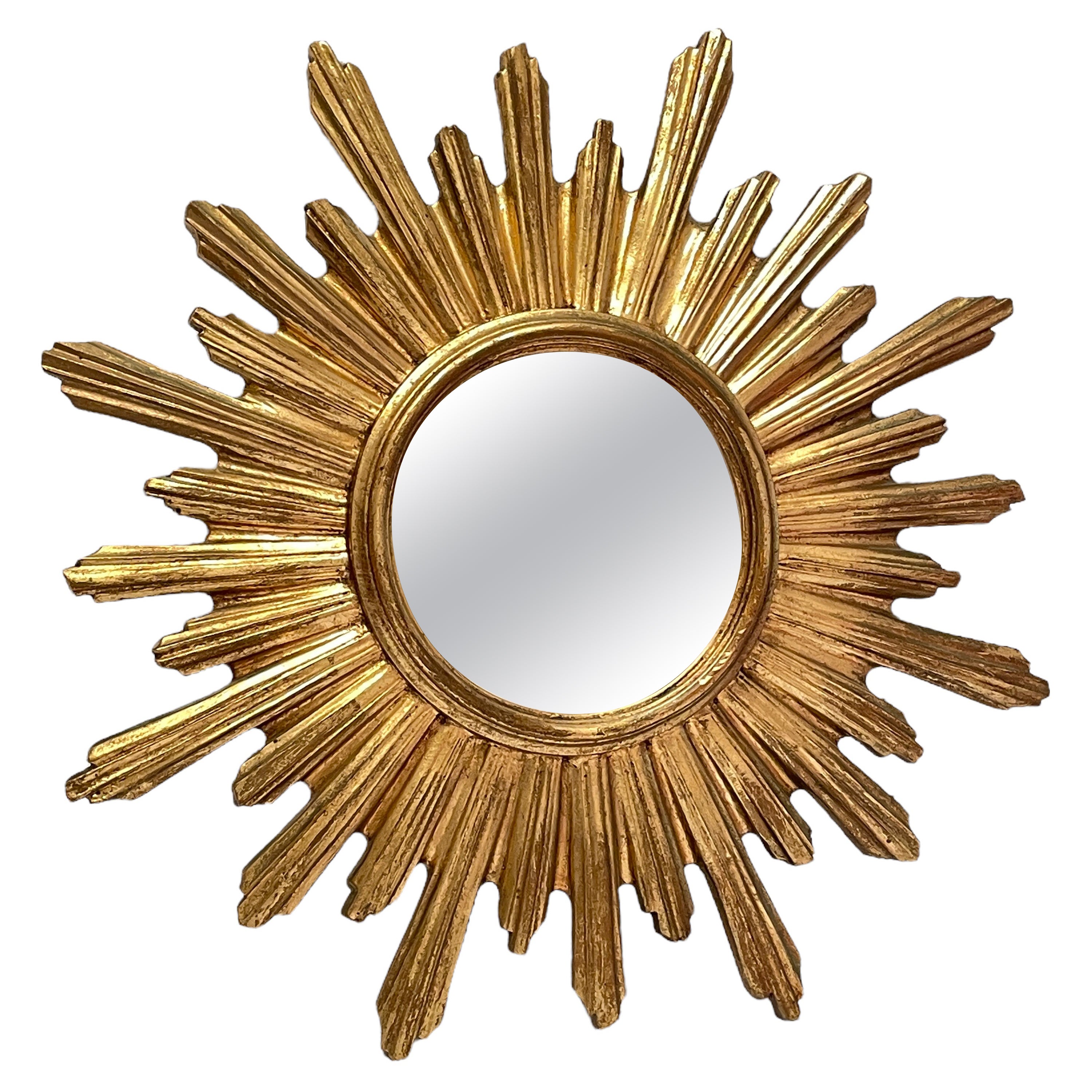 Beautiful Starburst Sunburst Mirror Gilded Resin, Belgium, circa 1960s