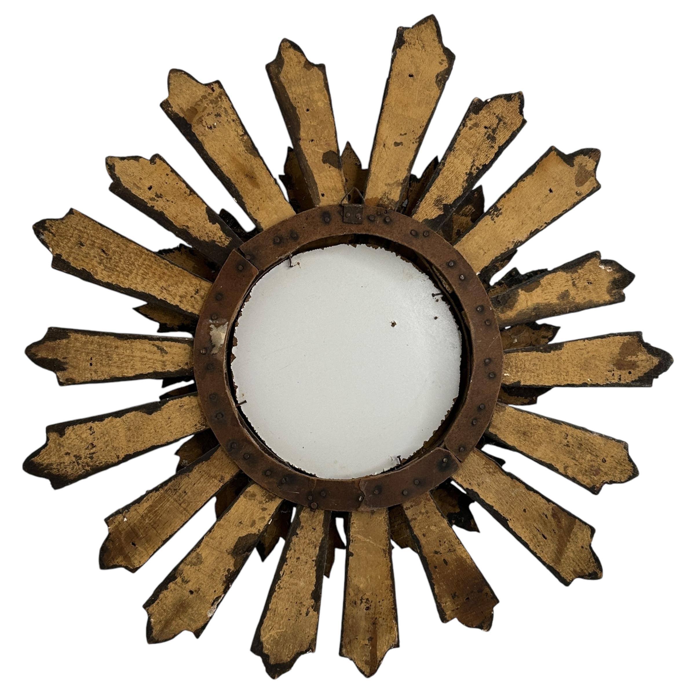 Beautiful Starburst Sunburst Wood Mirror France, circa 1910s For Sale 9