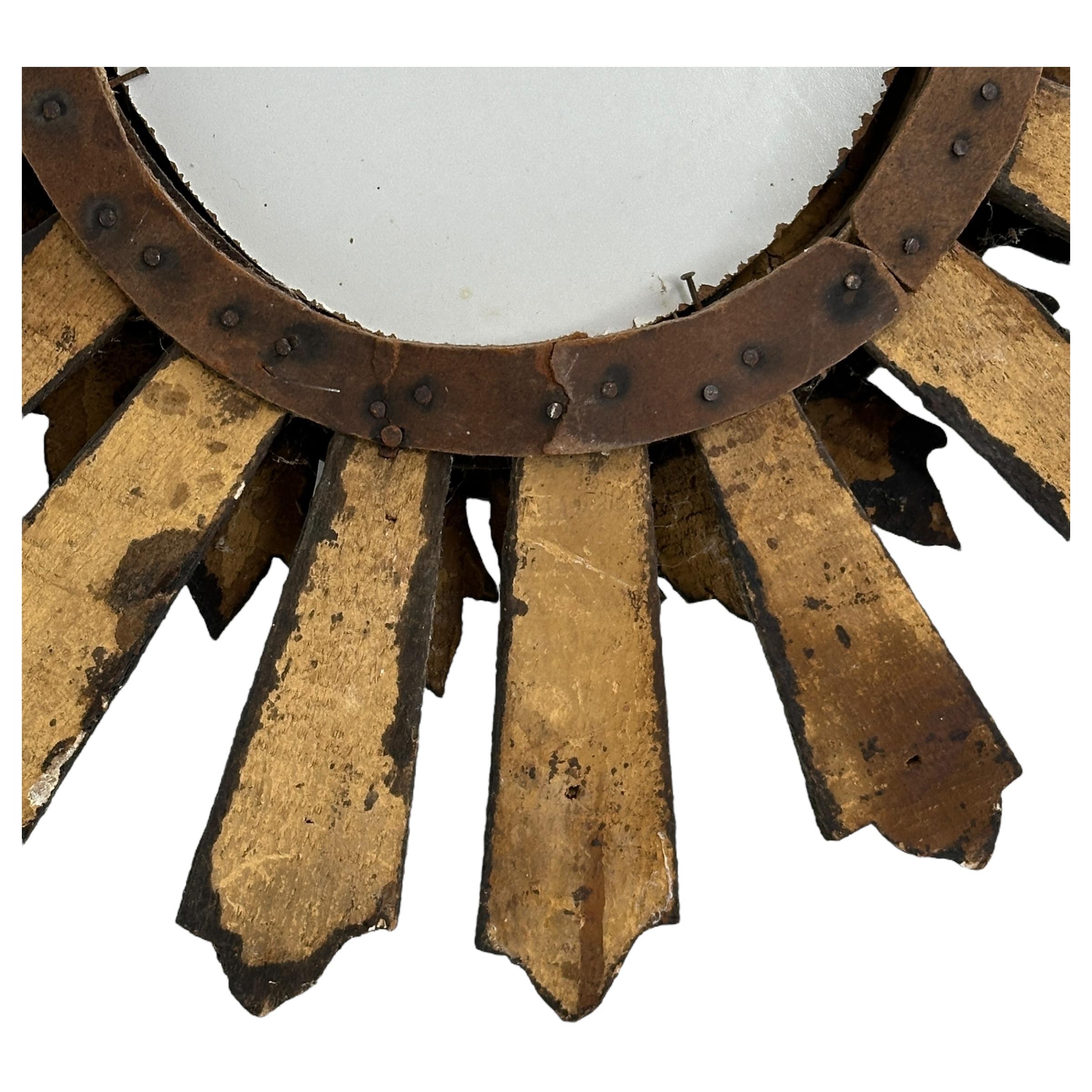 Beautiful Starburst Sunburst Wood Mirror France, circa 1910s For Sale 10