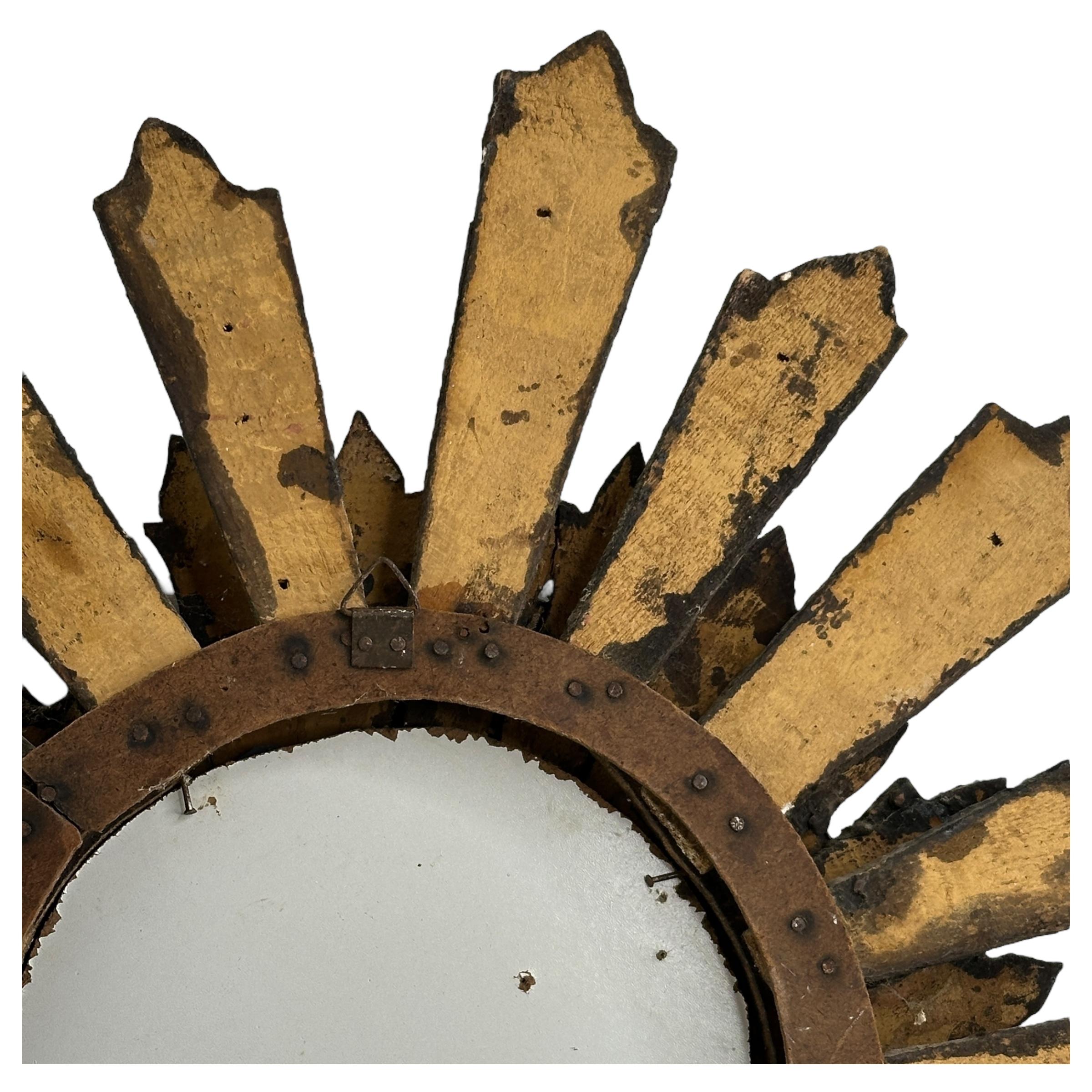 Beautiful Starburst Sunburst Wood Mirror France, circa 1910s For Sale 11