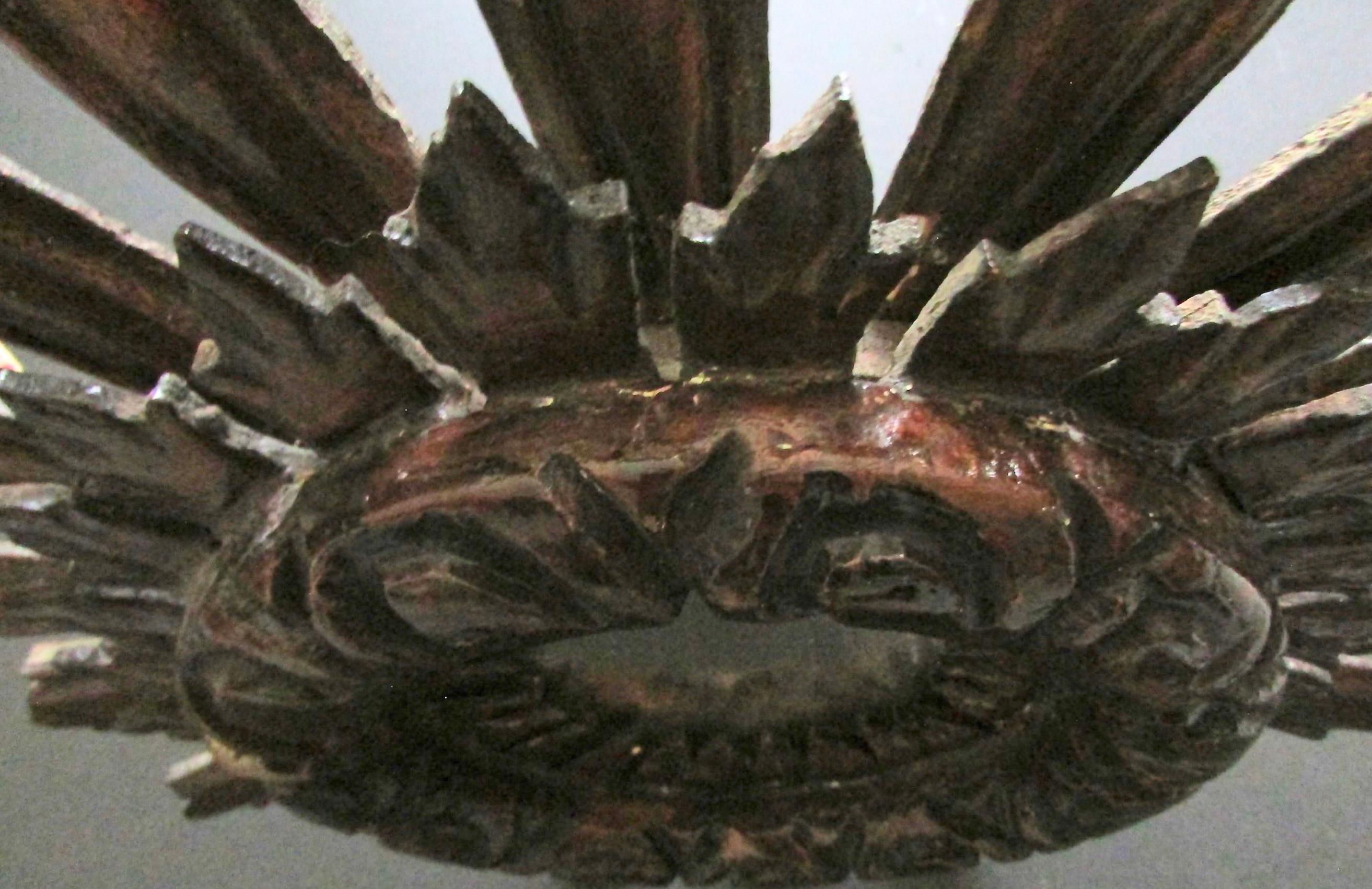 Early 20th Century Beautiful Starburst Sunburst Wood Mirror France, circa 1910s For Sale