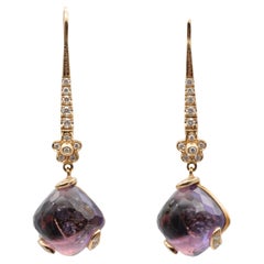 Vintage Beautiful Staurino 18k Yellow Gold Earrings with Amethyst