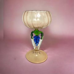 Beautiful Stemware Cocktail Glass, Grapes Stem, Bimini Art Vintage Austria
