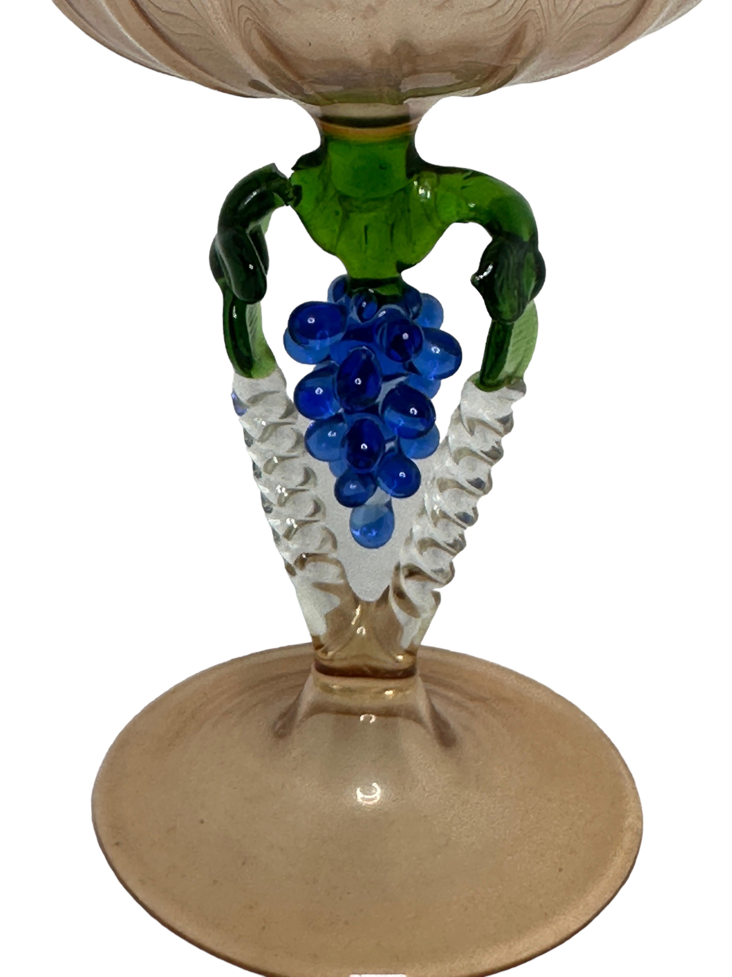 Beautiful Stemware Cocktail Glass, Grapes Stem, Bimini Art Vintage Austria In Good Condition For Sale In Nuernberg, DE