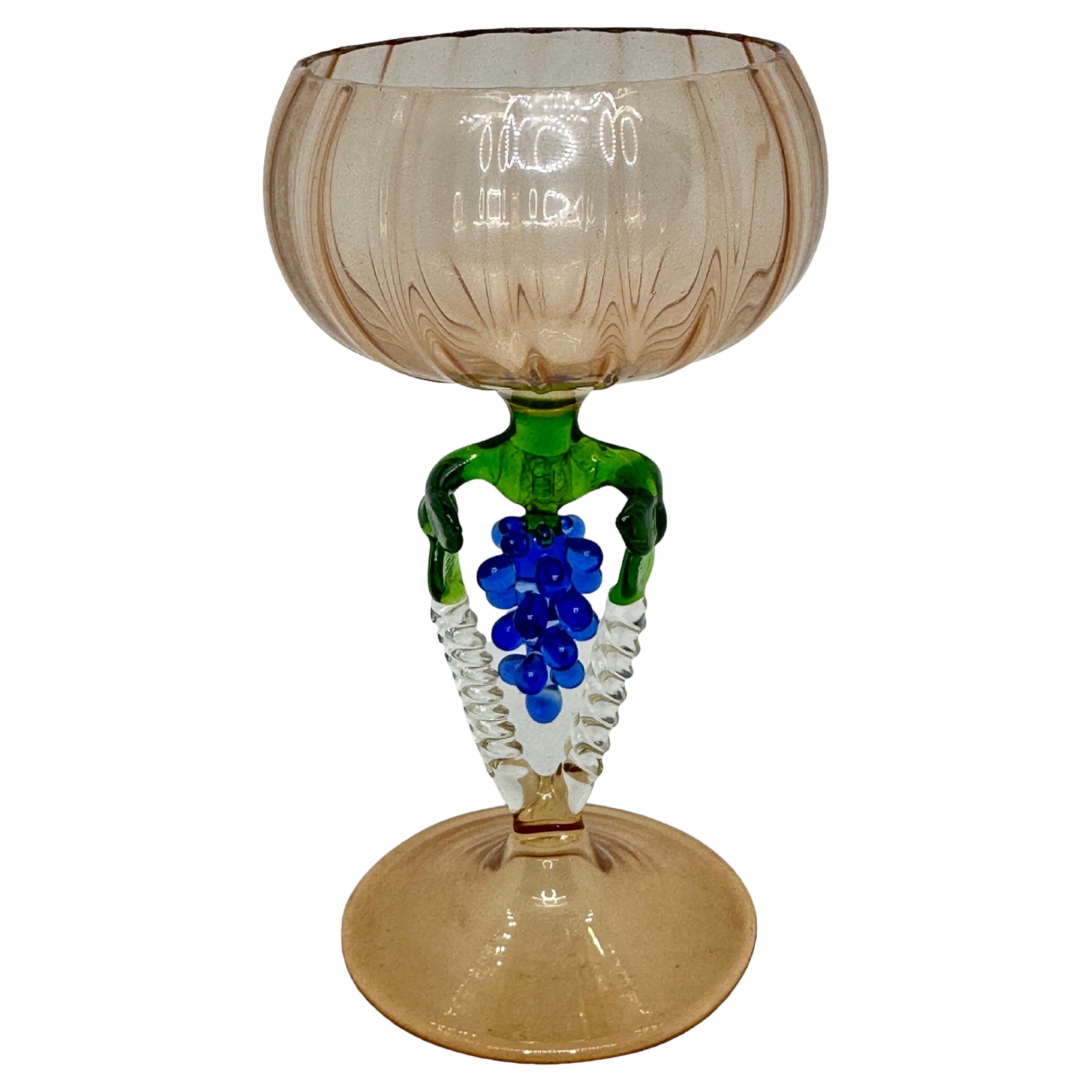 Verre à cocktail Beautiful Stemware, Grapes Stem, Bimini Art Vintage Austria en vente
