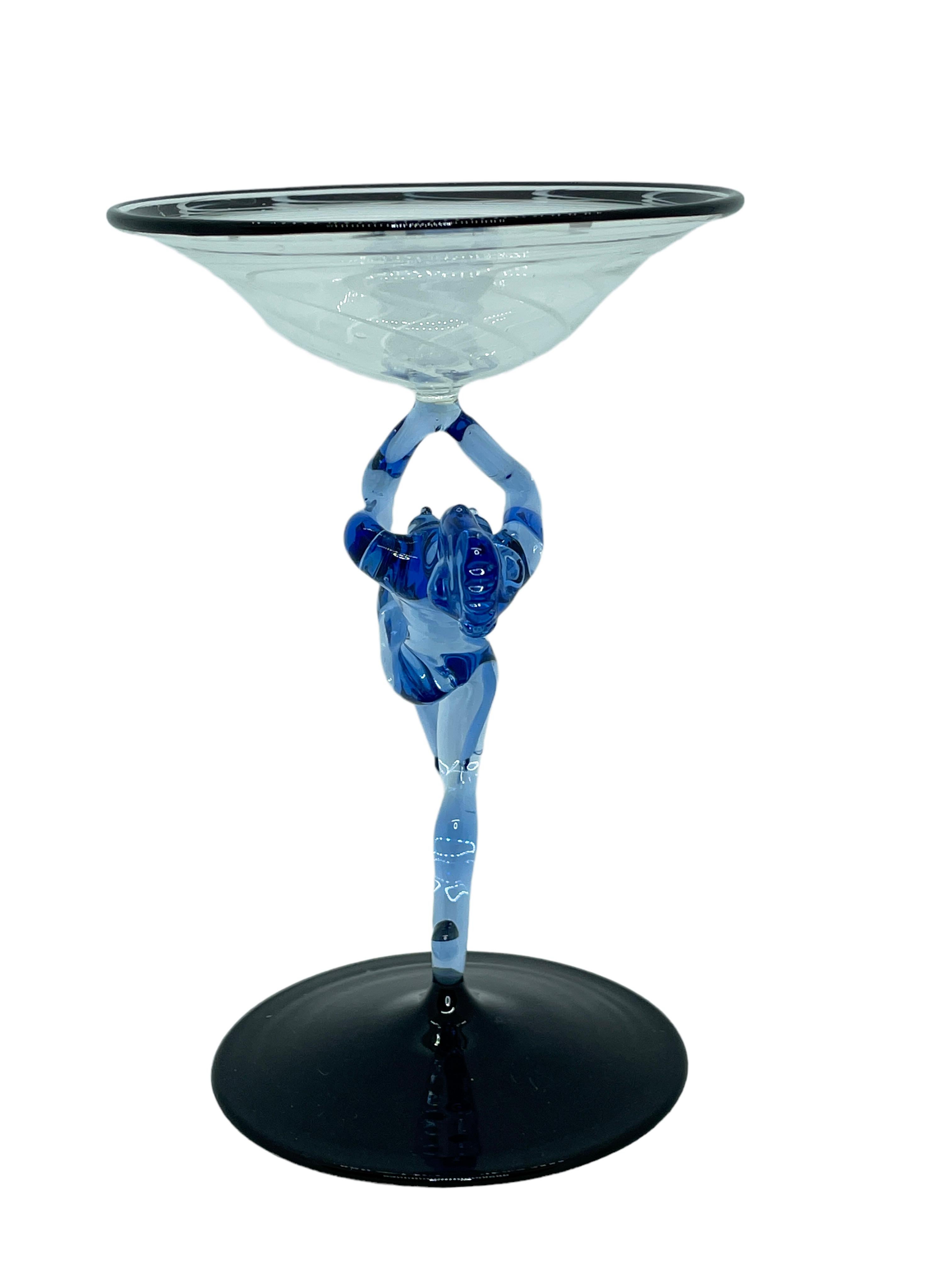 A single beautiful glass with a nude lady as stem, made in Austria. Very good vintage condition, consistent with age and use. A nice addition to any table, bar or just to display in your collection.