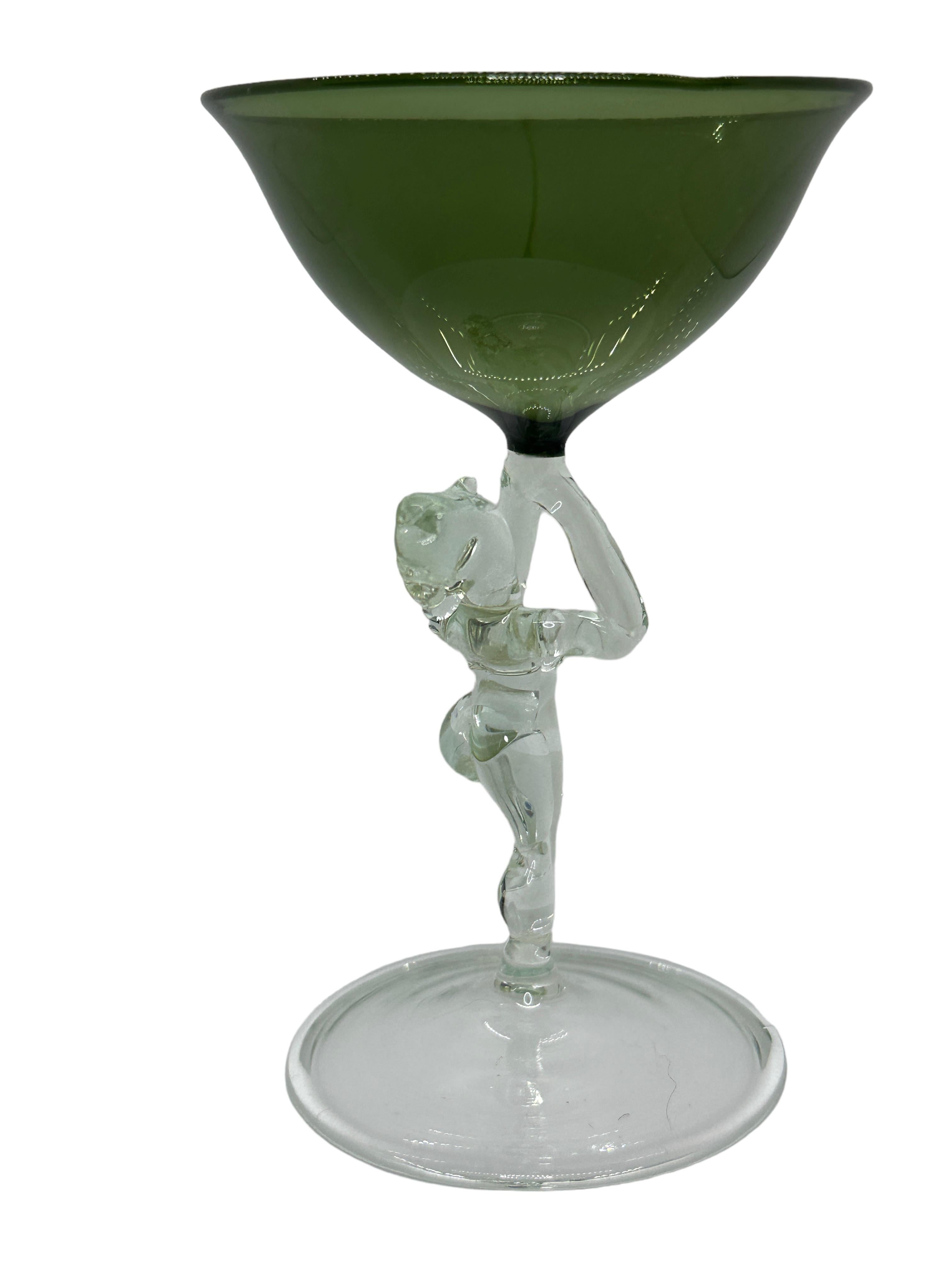 Art Deco Beautiful Stemware Cocktail Glass, Nude Lady Stem, Bimini Art Vintage Austria
