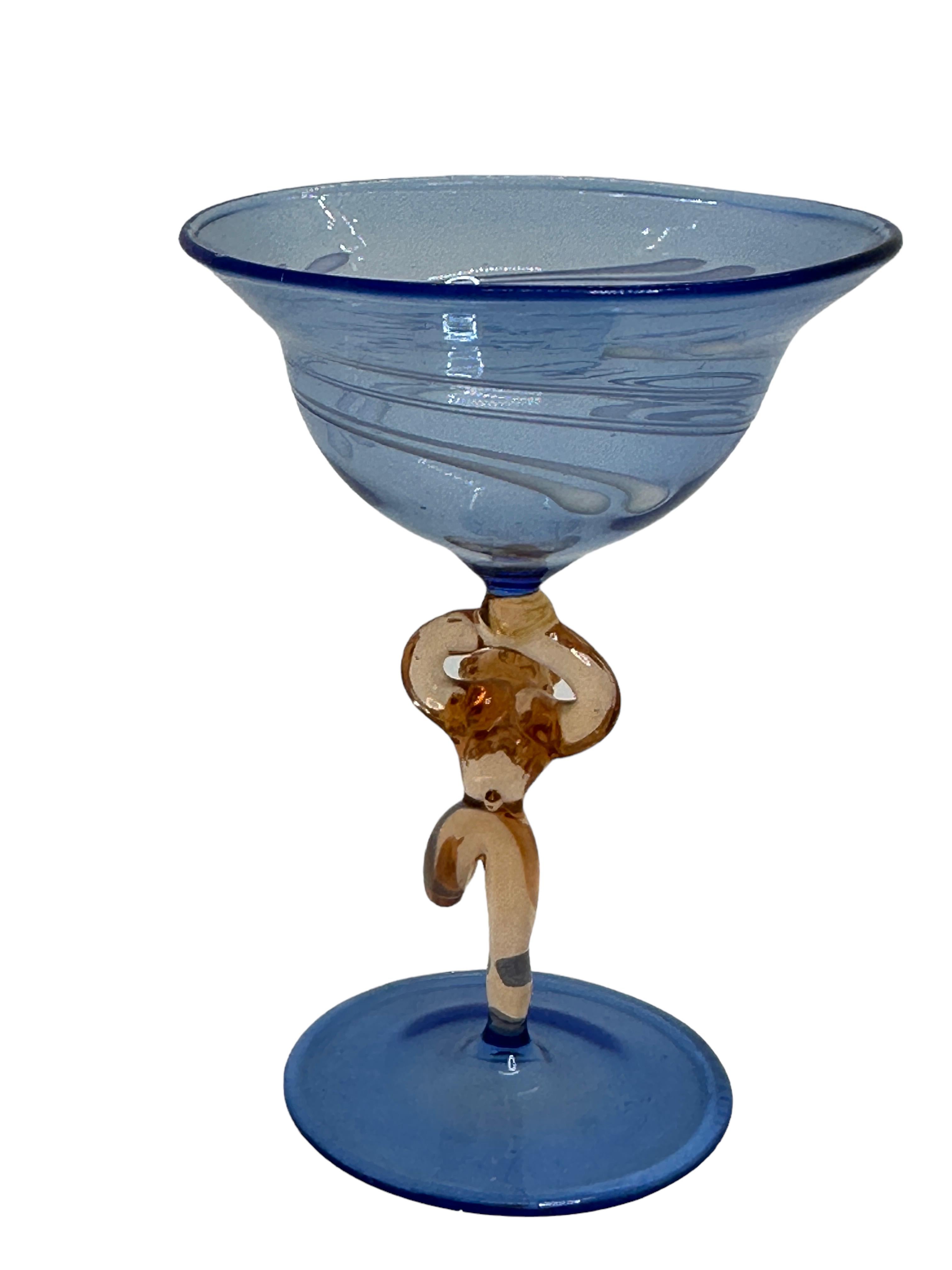 German Beautiful Stemware Cocktail Glass, Nude Lady Stem, Bimini Art Vintage Austria