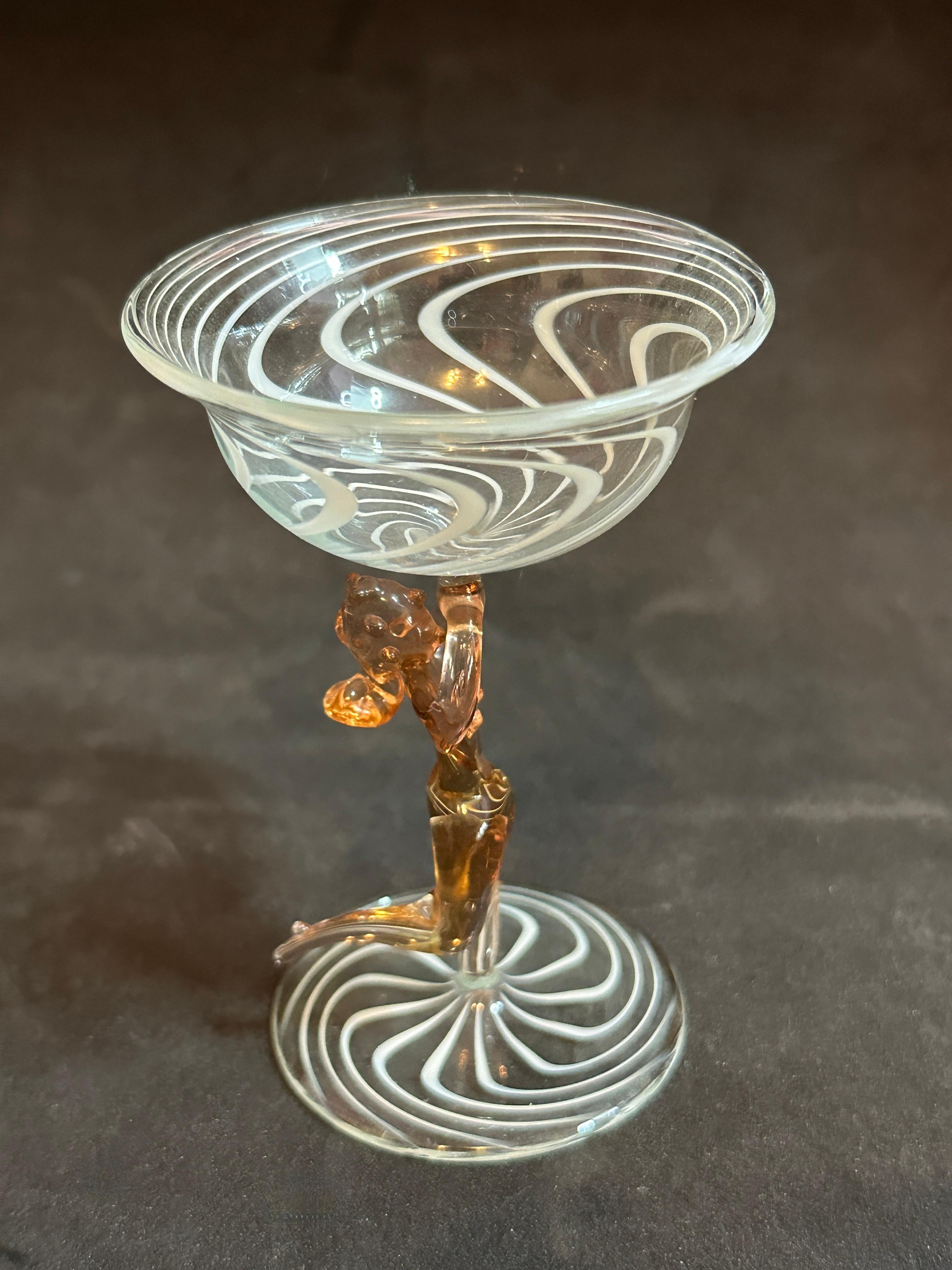 Hand-Crafted Beautiful Stemware Cocktail Glass, Nude Lady Stem, Bimini Art Vintage Austria For Sale